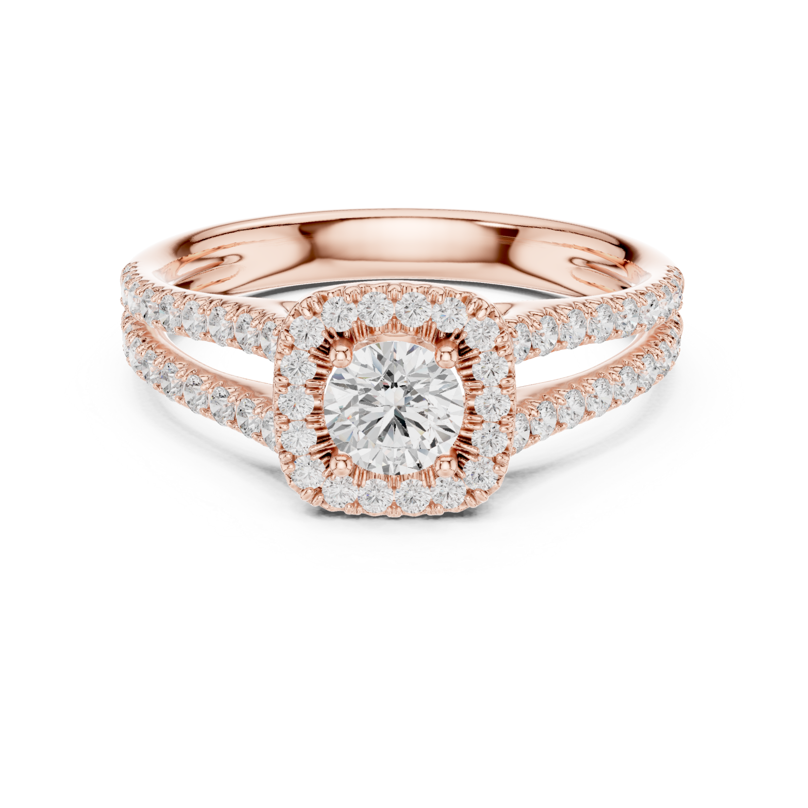 Rose Gold Serene Twilight Cascading Band Ring Front View