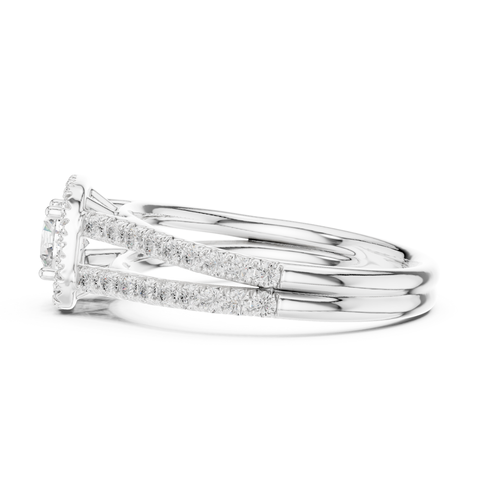  White Gold Serene Twilight Cascading Band Ring Side View