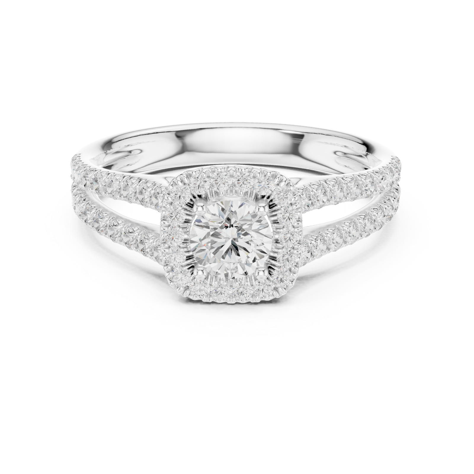  White Gold Serene Twilight Cascading Band Ring Front View