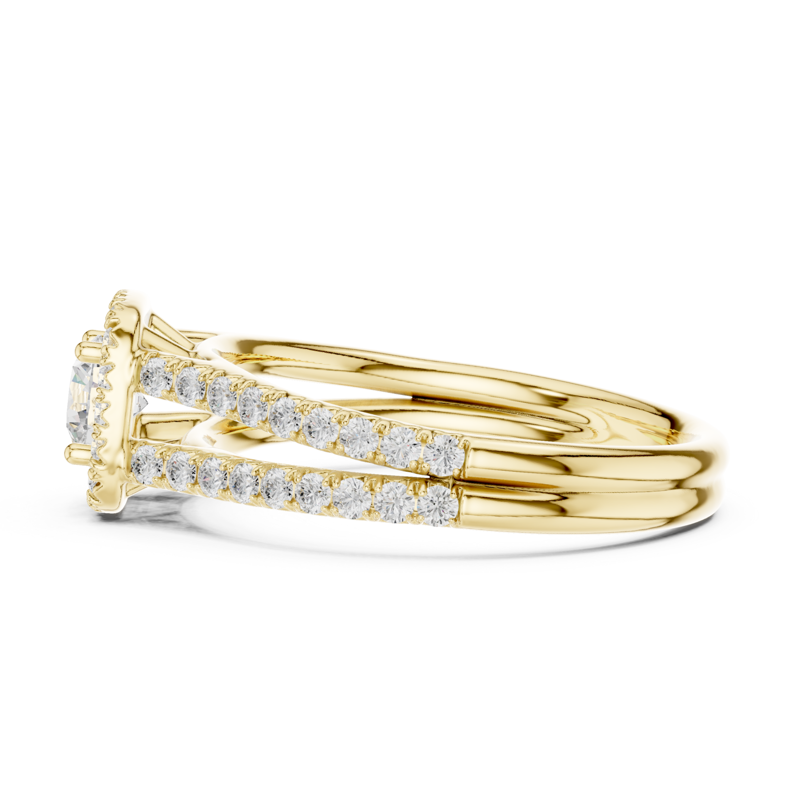  Gold Serene Twilight Cascading Band Ring Side View