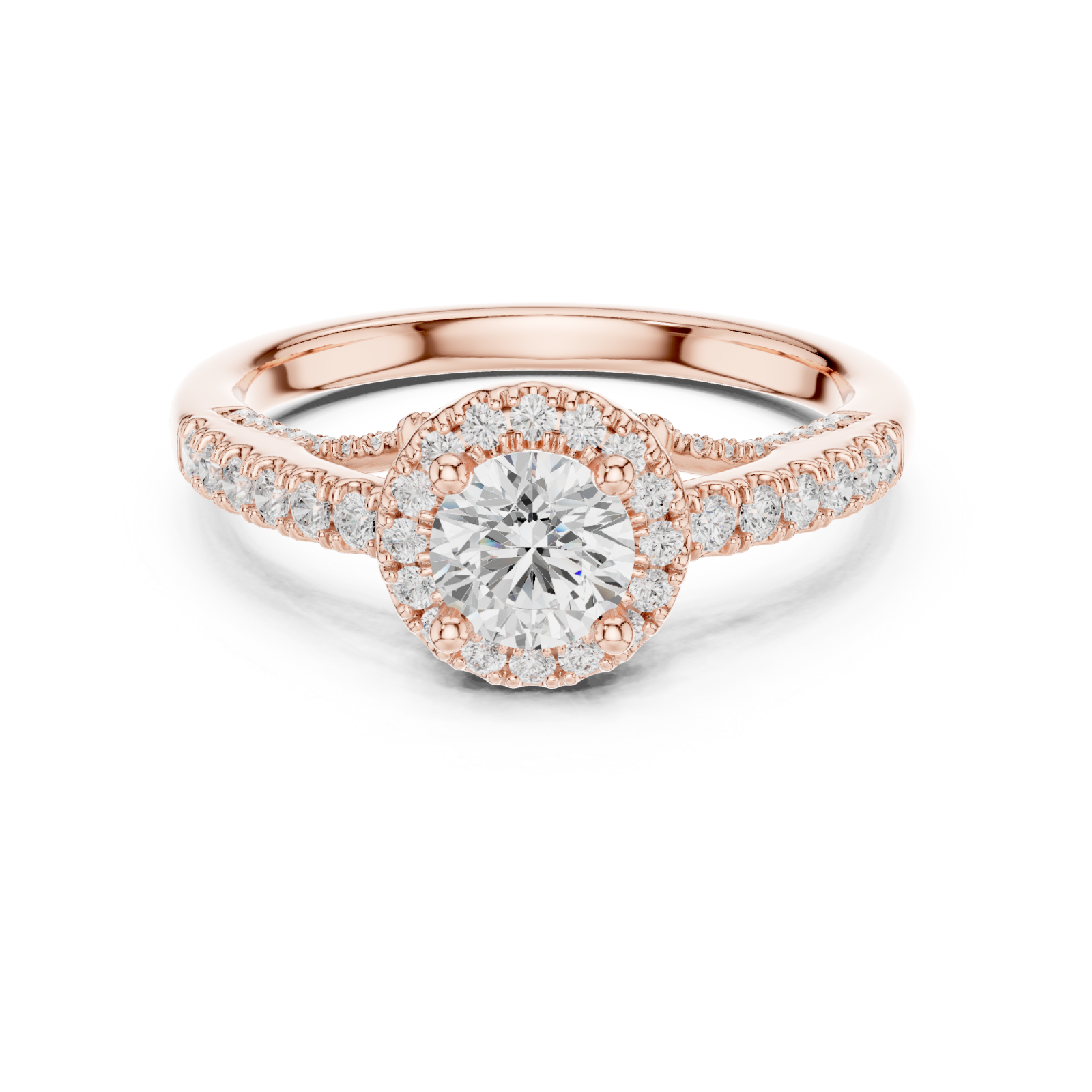  Rose Gold Eternal Bloom Graceful Shimmer Solitaire Ring Front View