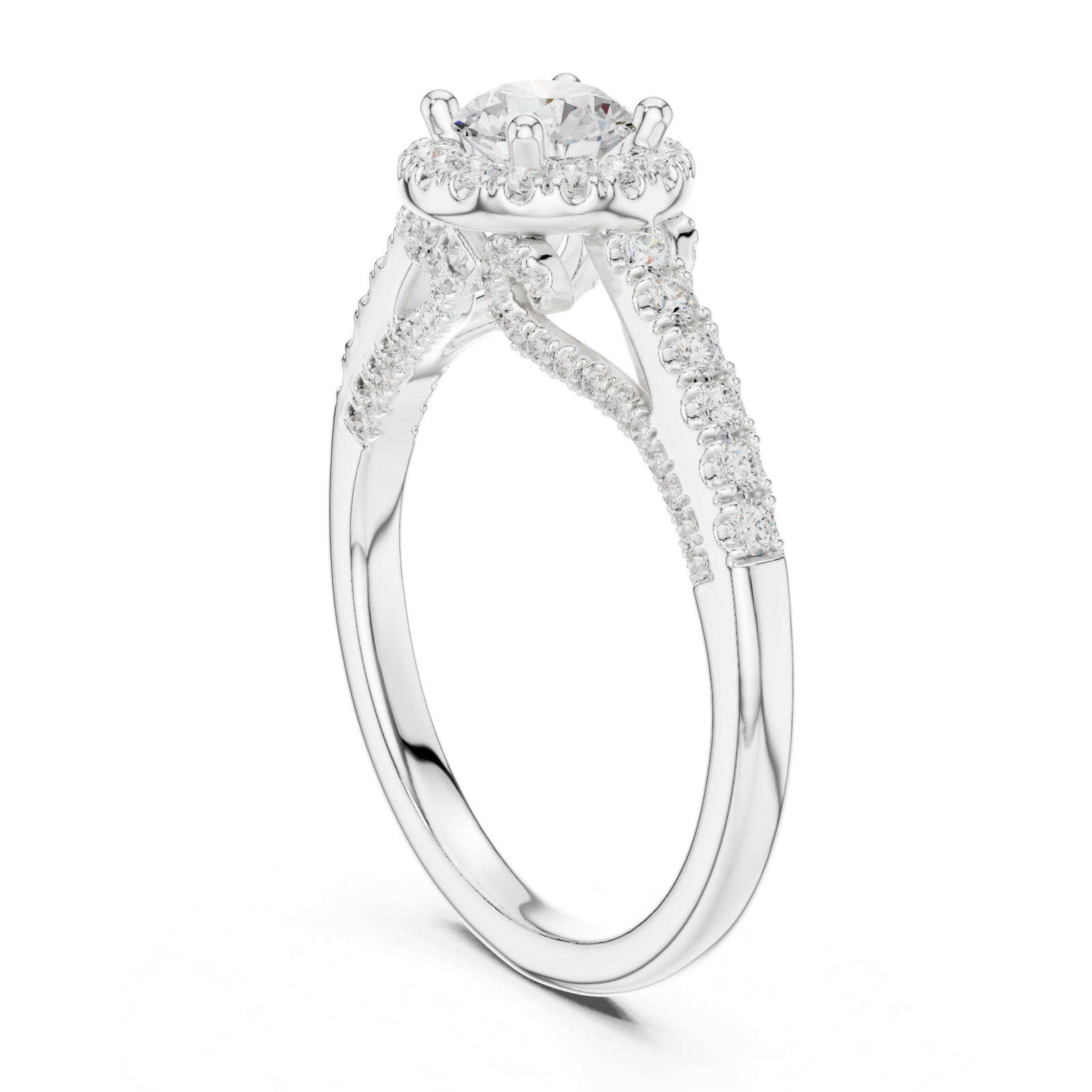  White Gold Eternal Bloom Graceful Shimmer Solitaire Ring Left View