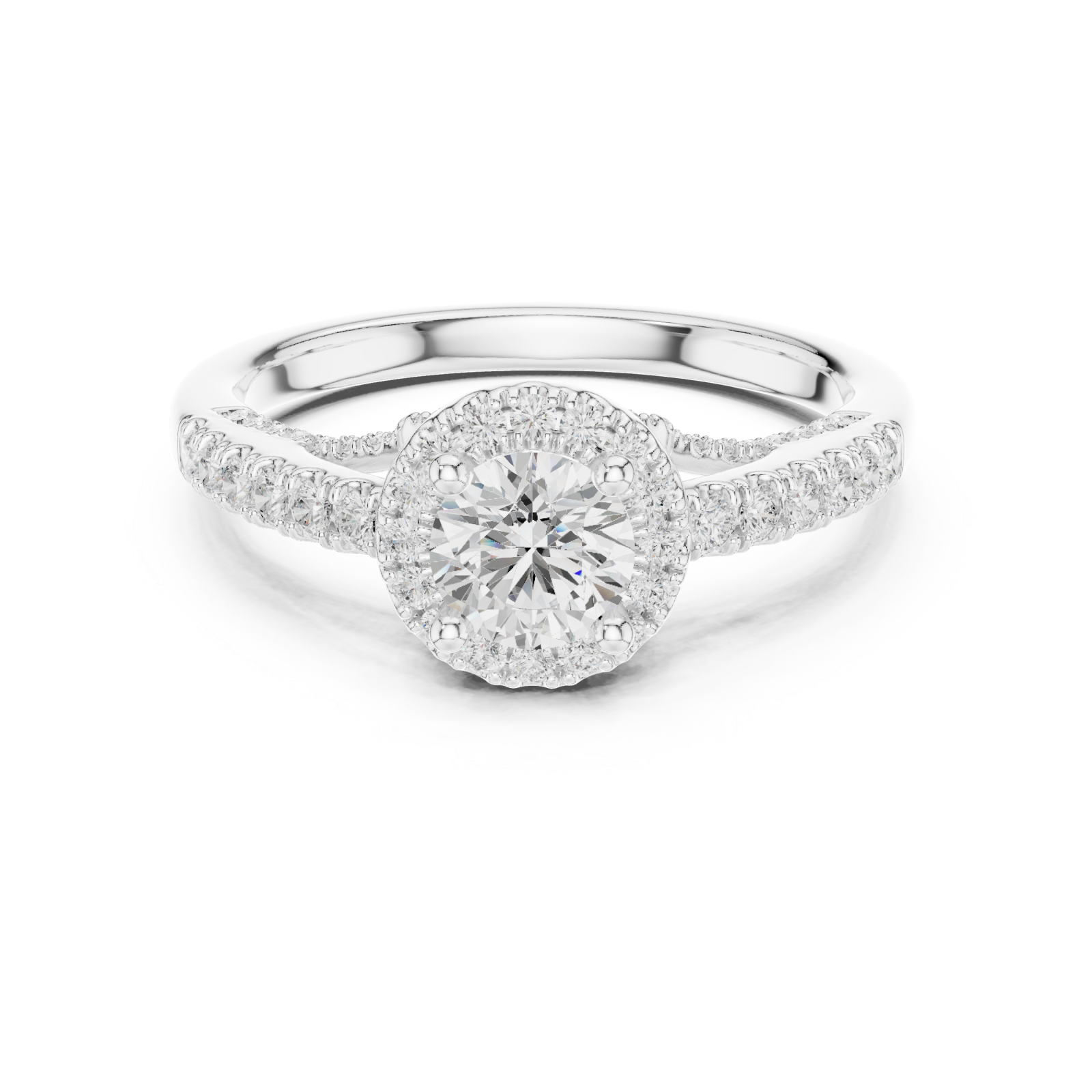  White Gold Eternal Bloom Graceful Shimmer Solitaire Ring Front View