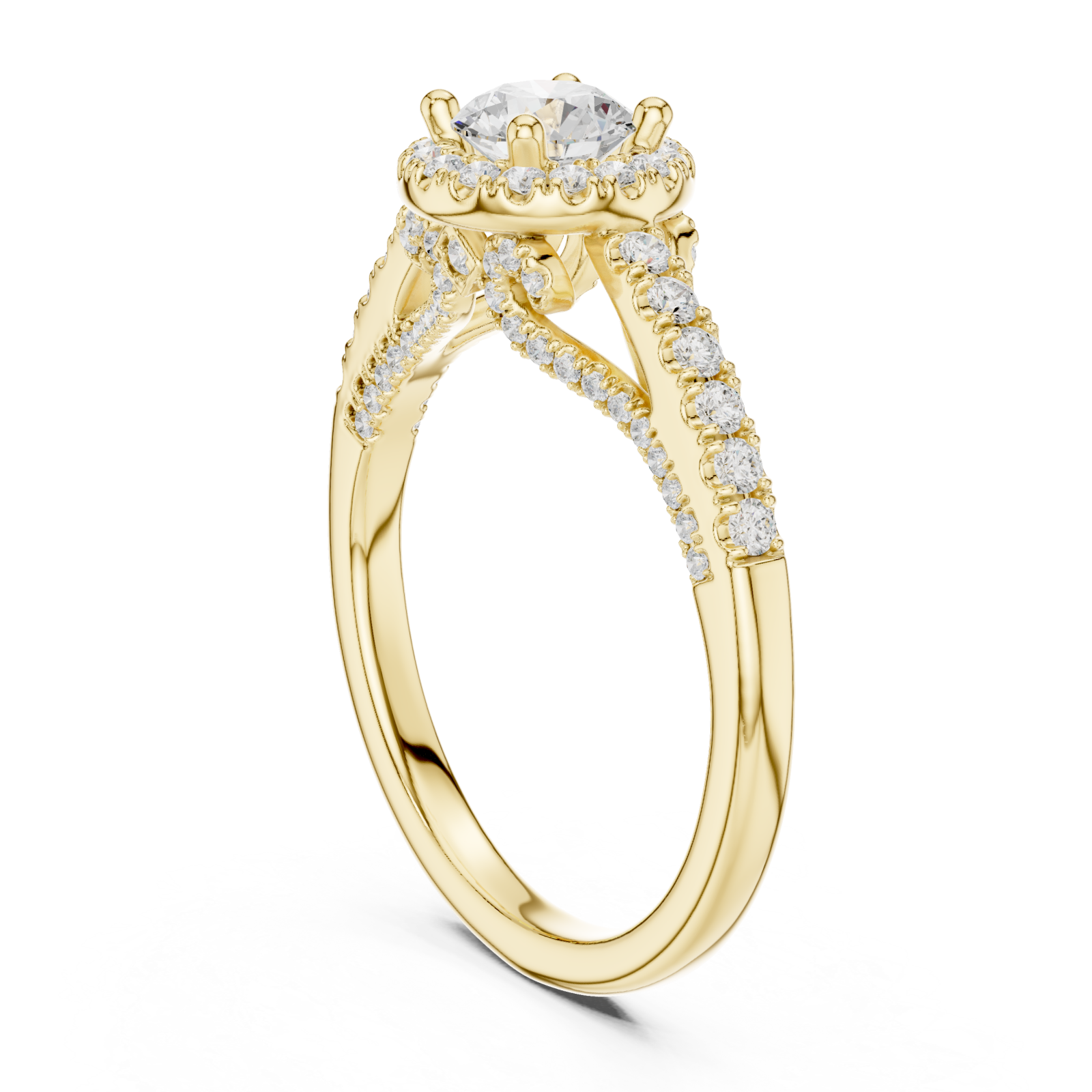  Gold Eternal Bloom Graceful Shimmer Solitaire Ring Left View