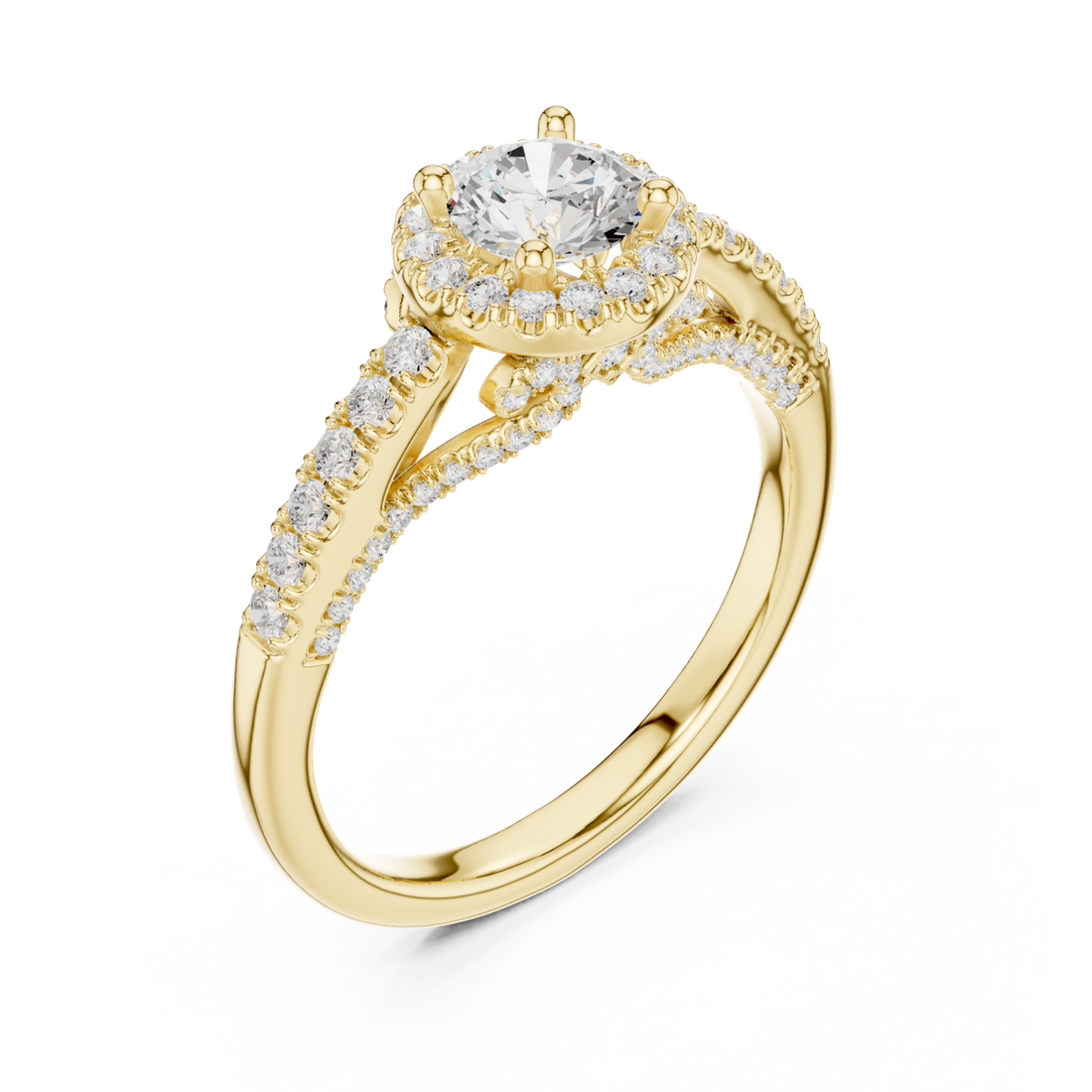 Gold Eternal Bloom Graceful Shimmer Solitaire Ring Right View