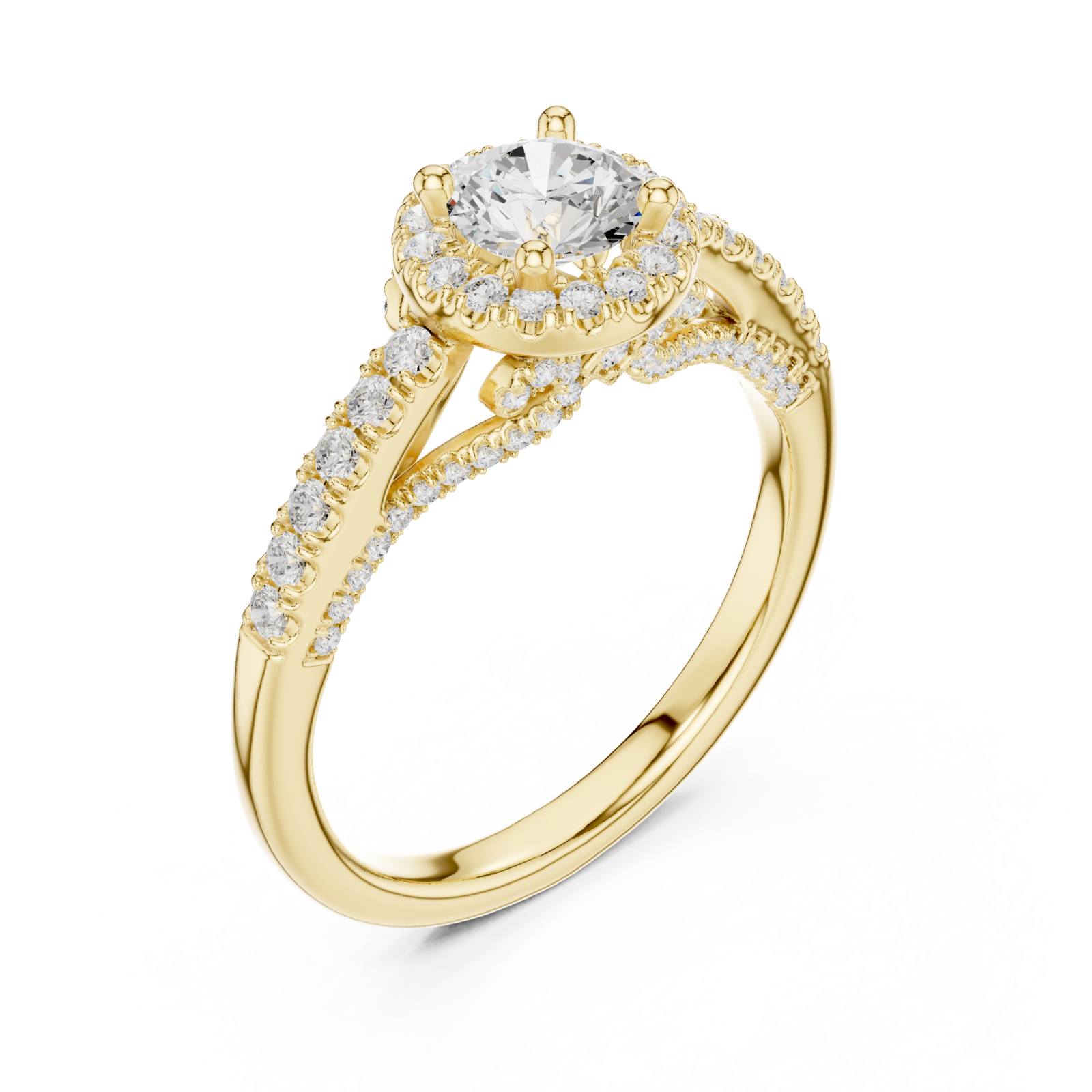 Gold Eternal Bloom Graceful Shimmer Solitaire Ring Right View