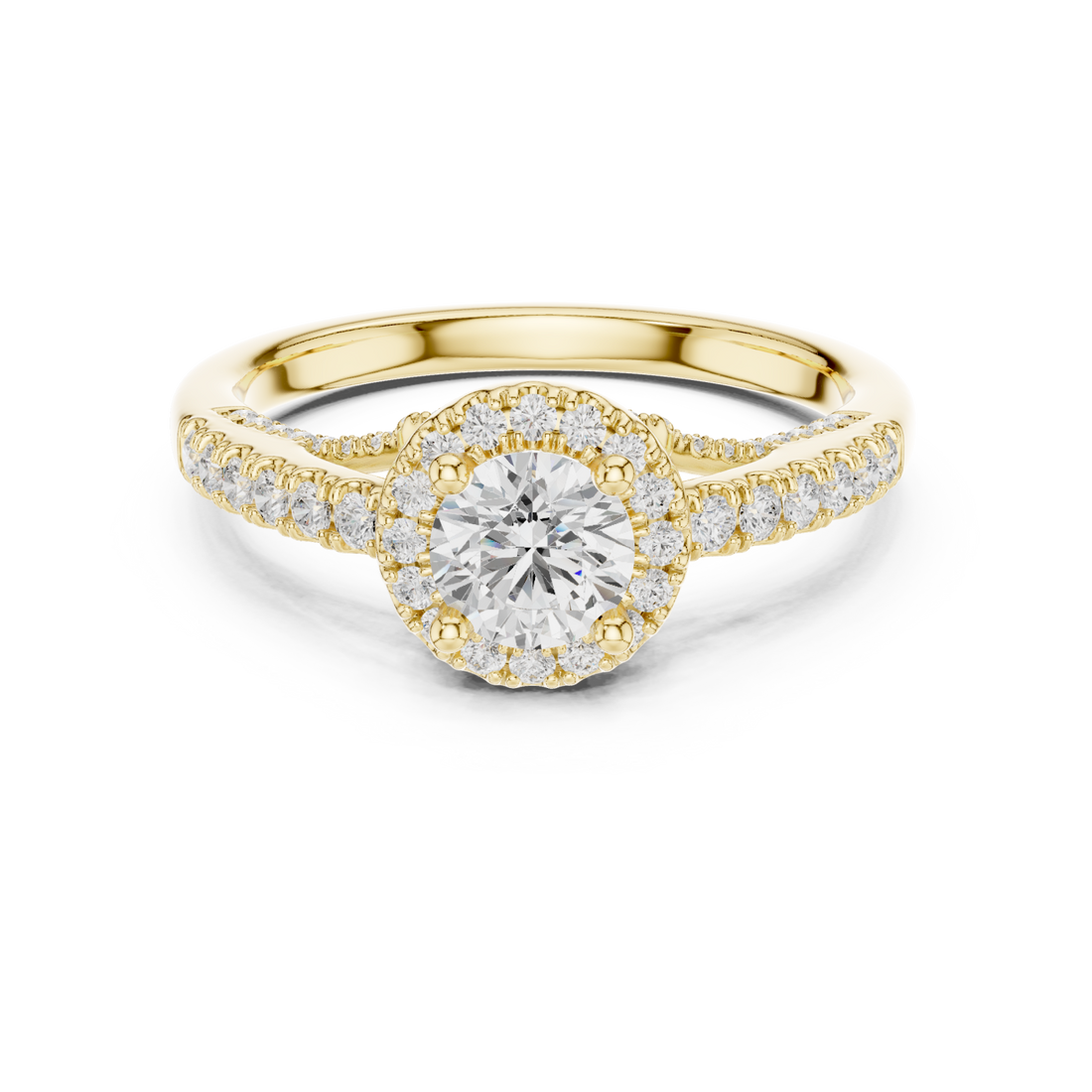 Gold Eternal Bloom Graceful Shimmer Solitaire Ring Right View