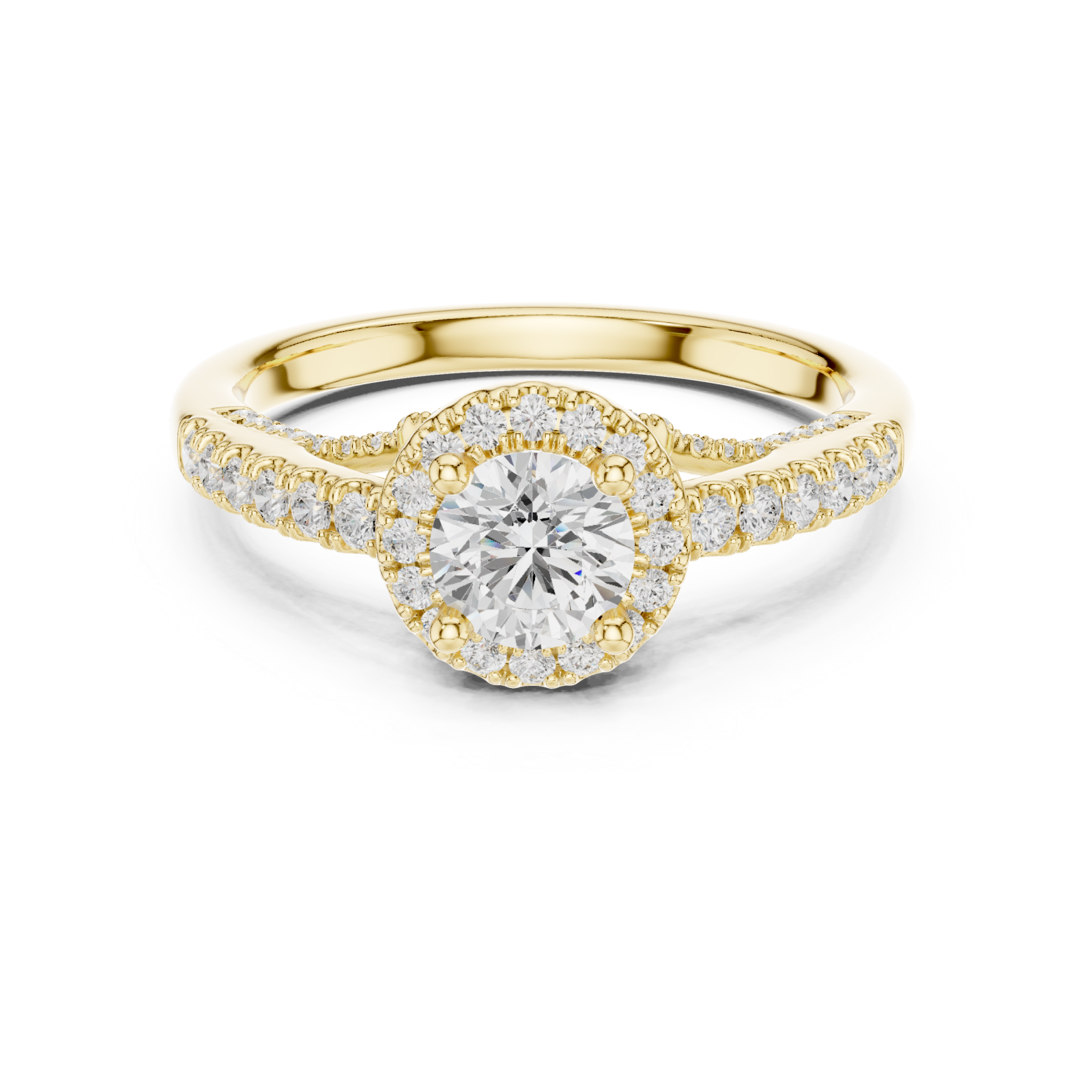  Gold Eternal Bloom Graceful Shimmer Solitaire Ring Front View