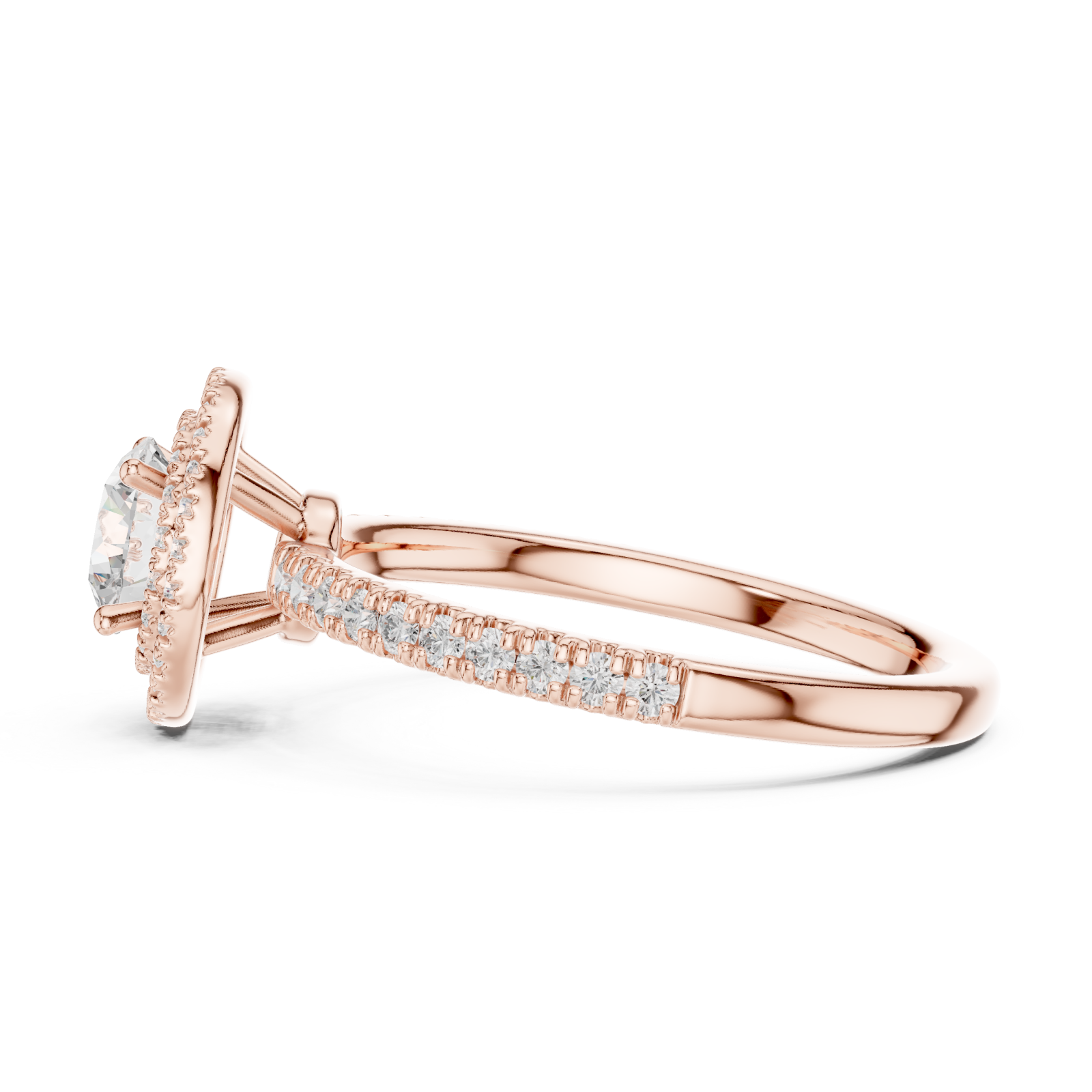  Rose Gold Sublime Double Halo Eternity Band Side View