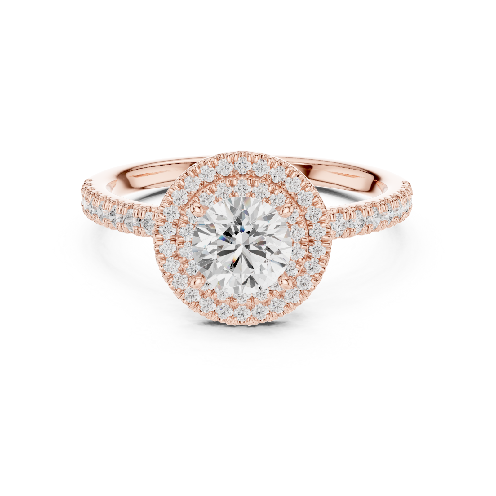  Rose Gold Sublime Double Halo Eternity Band Front View