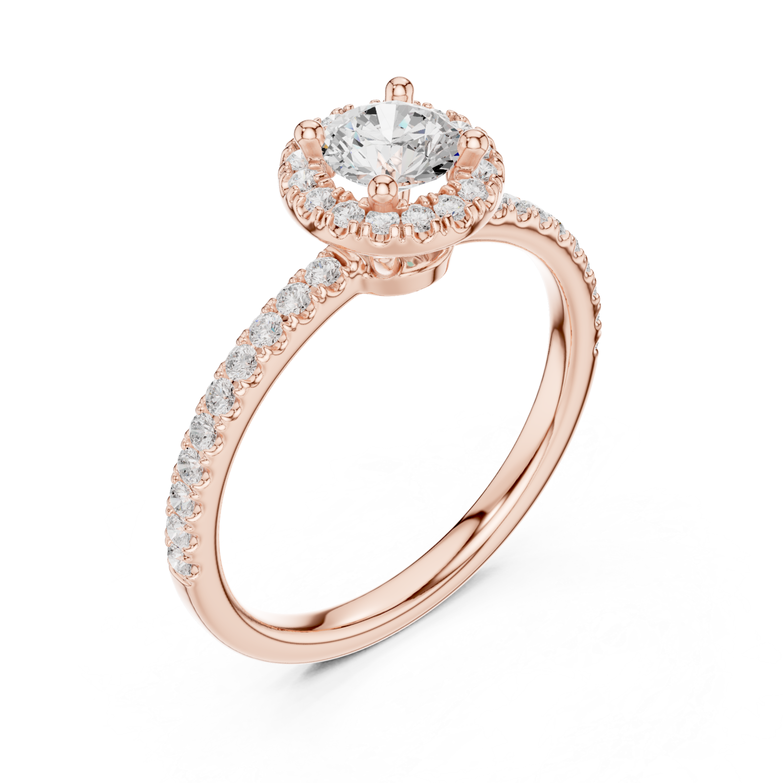  Rose Gold Serene Petal Halo Signature Solitaire Ring Right View