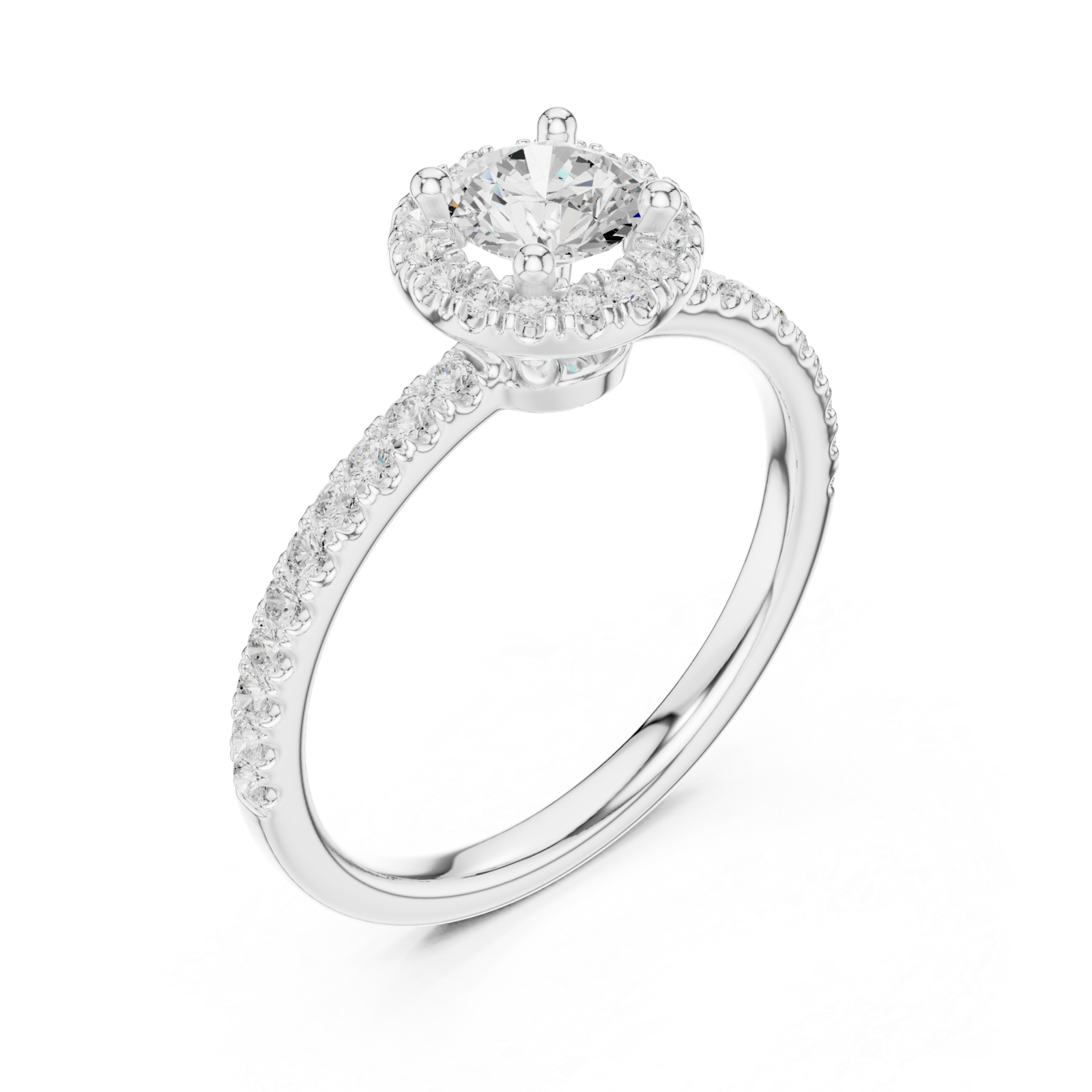  White Gold Serene Petal Halo Signature Solitaire Ring Right View
