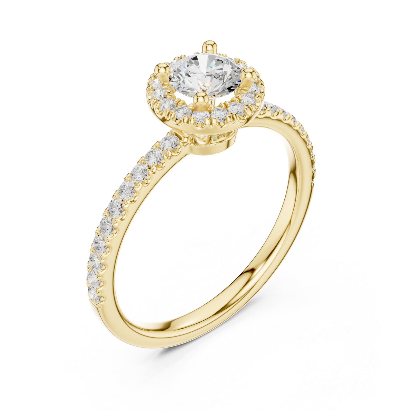 Gold Serene Petal Halo Signature Solitaire Ring Right View