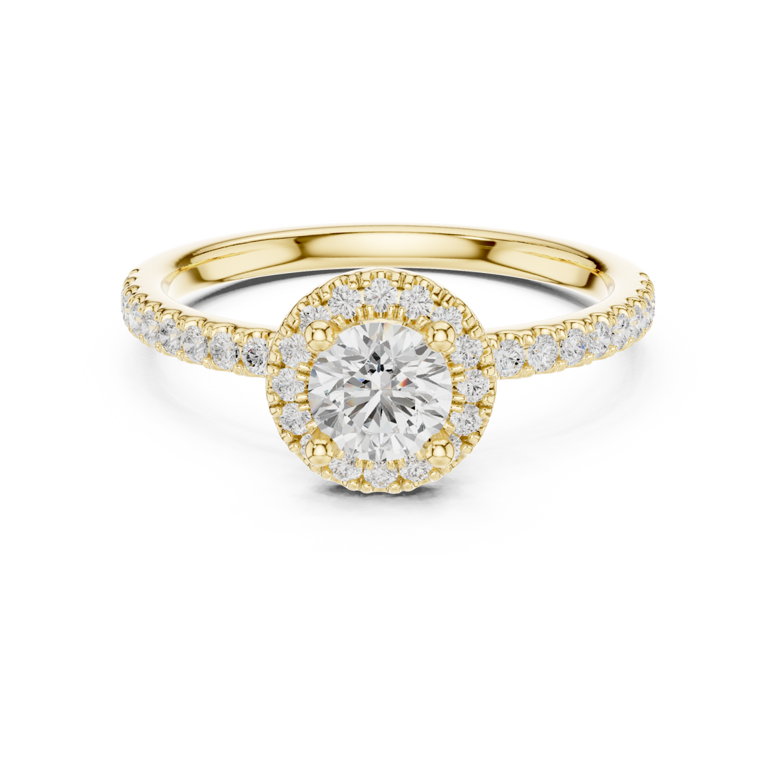 Gold Serene Petal Halo Signature Solitaire Ring Right View