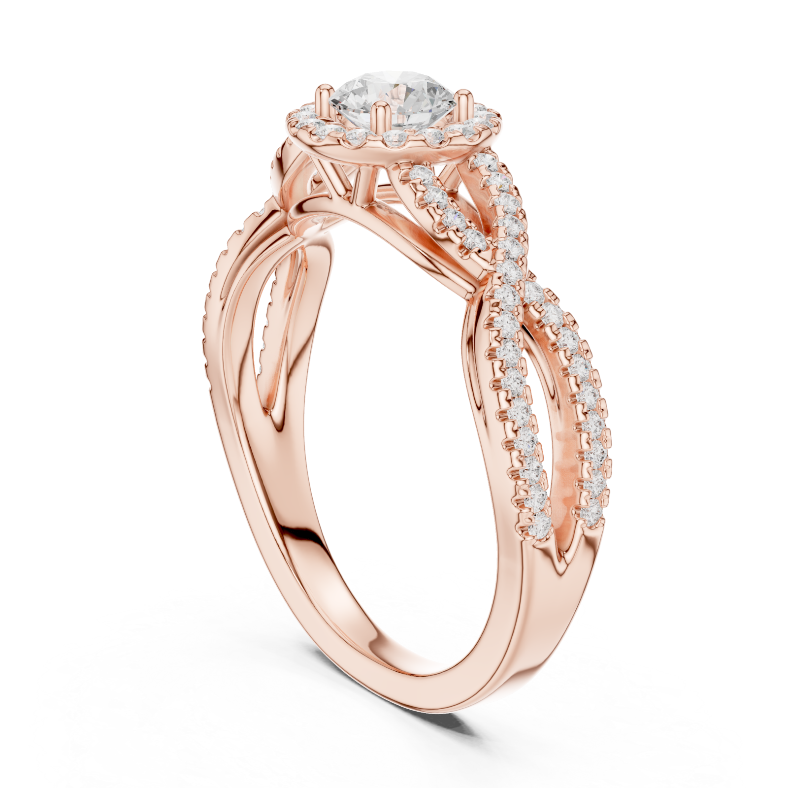  Rose Gold Serene Crossing Pavé Eternity Ring Left View
