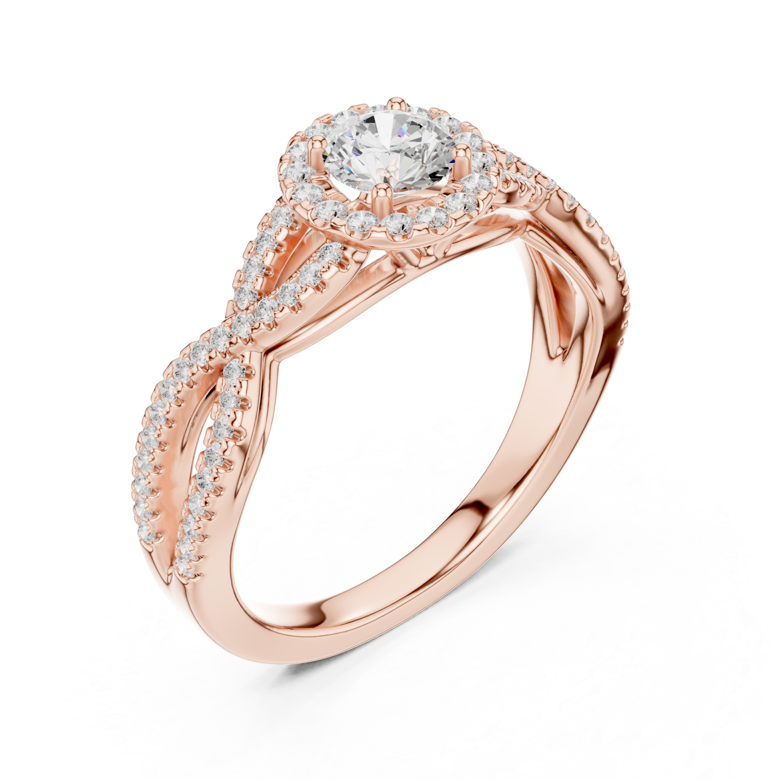  Rose Gold Serene Crossing Pavé Eternity Ring Right View