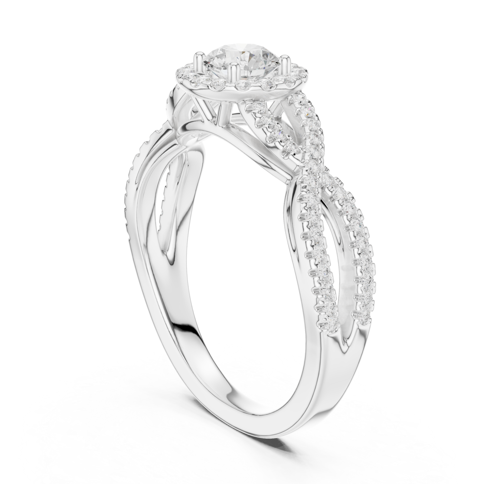  White Gold Serene Crossing Pavé Eternity Ring Left View