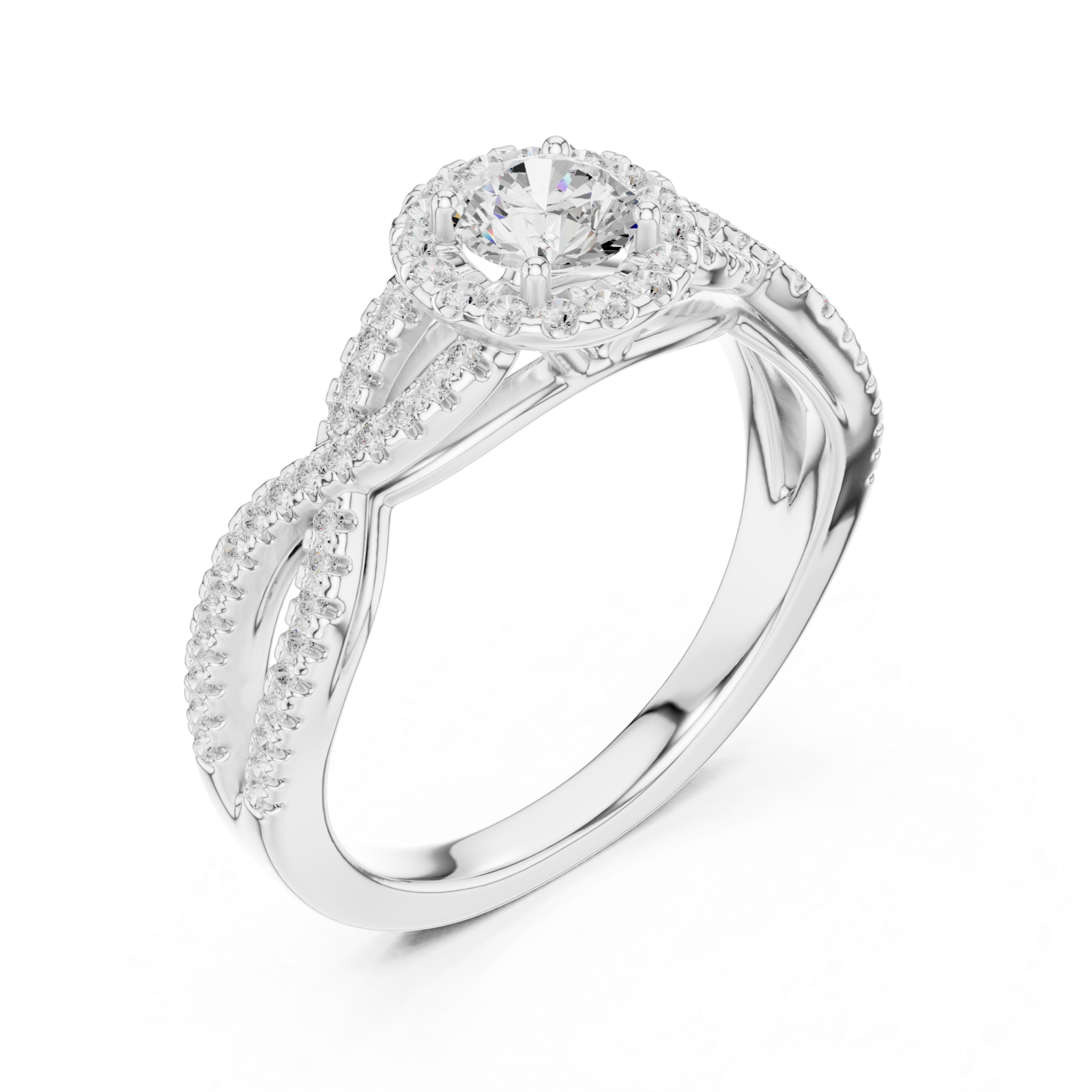  White Gold Serene Crossing Pavé Eternity Ring Right View