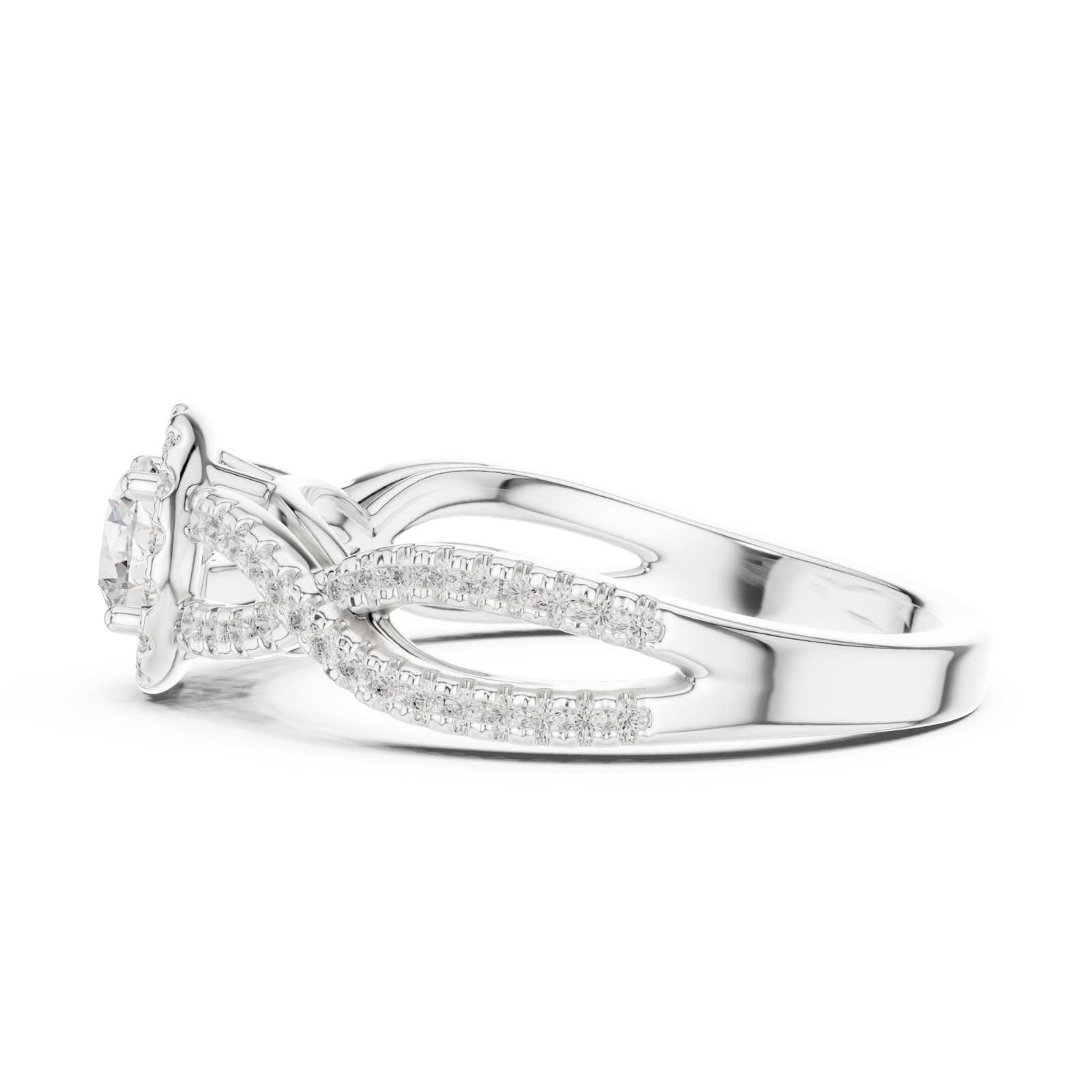  White Gold Serene Crossing Pavé Eternity Ring Side View