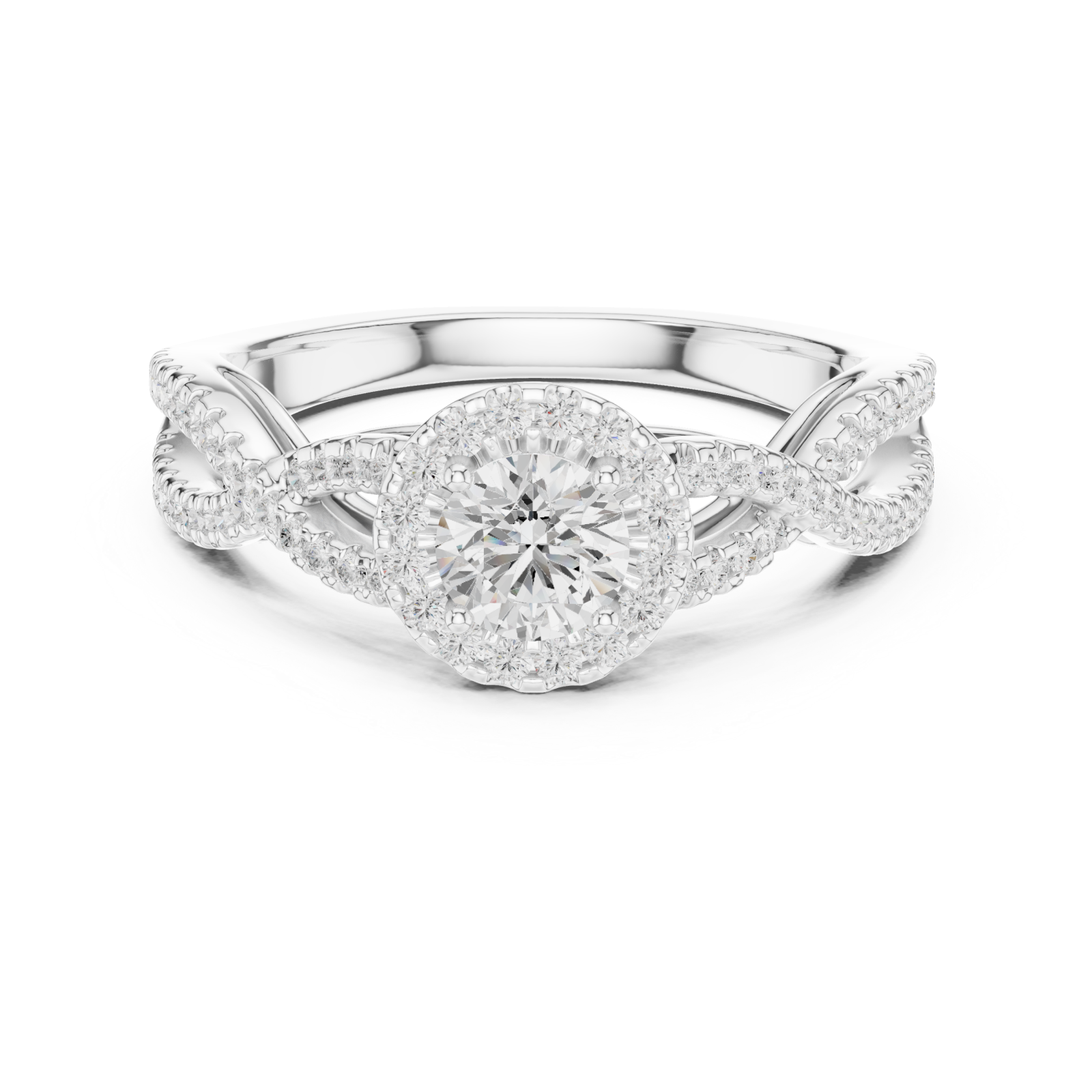  White Gold Serene Crossing Pavé Eternity Ring Front View