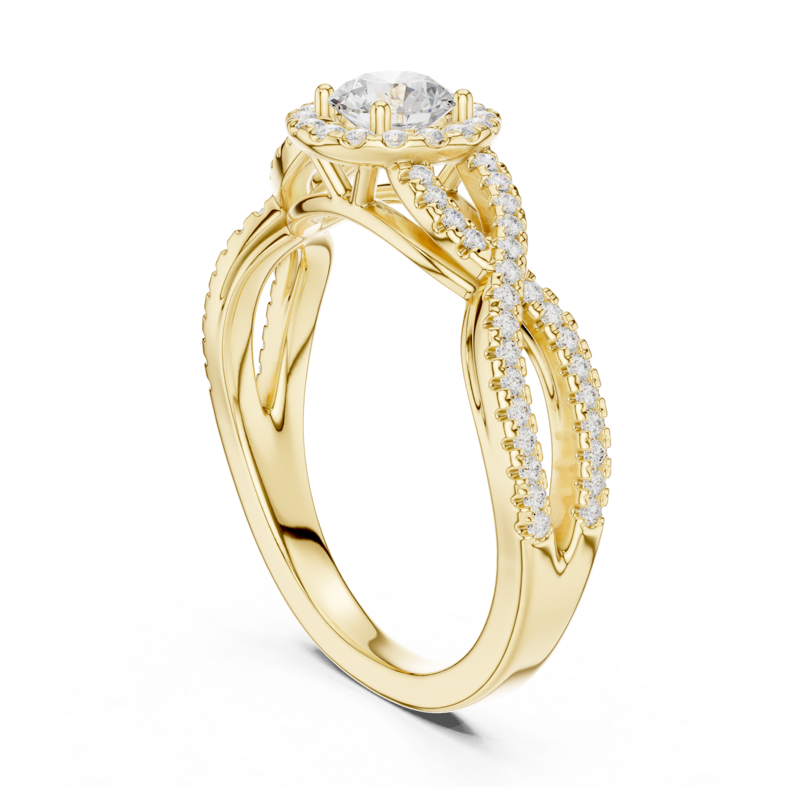  Gold Serene Crossing Pavé Eternity Ring Left View