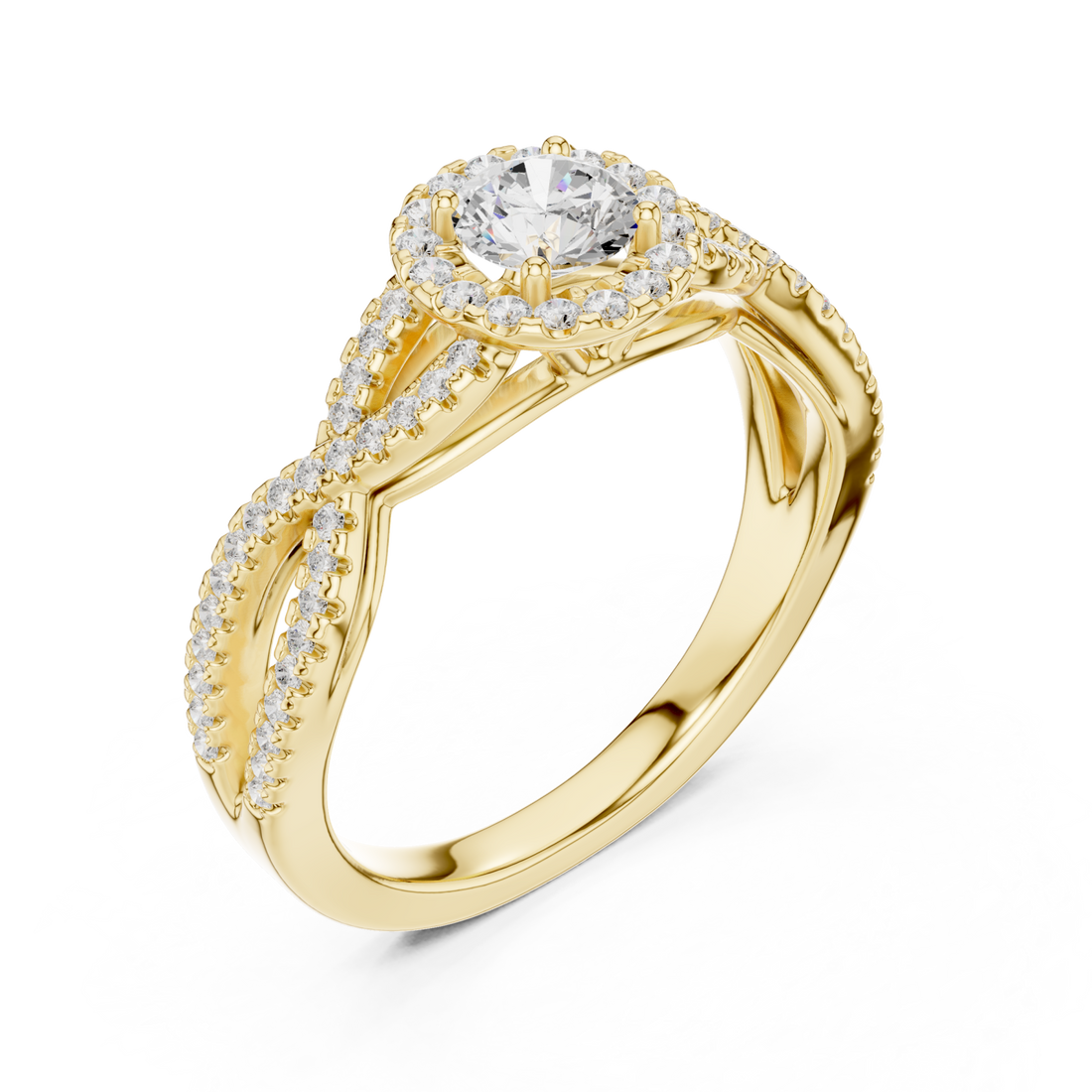 Gold Serene Crossing Pavé Eternity Ring Right View