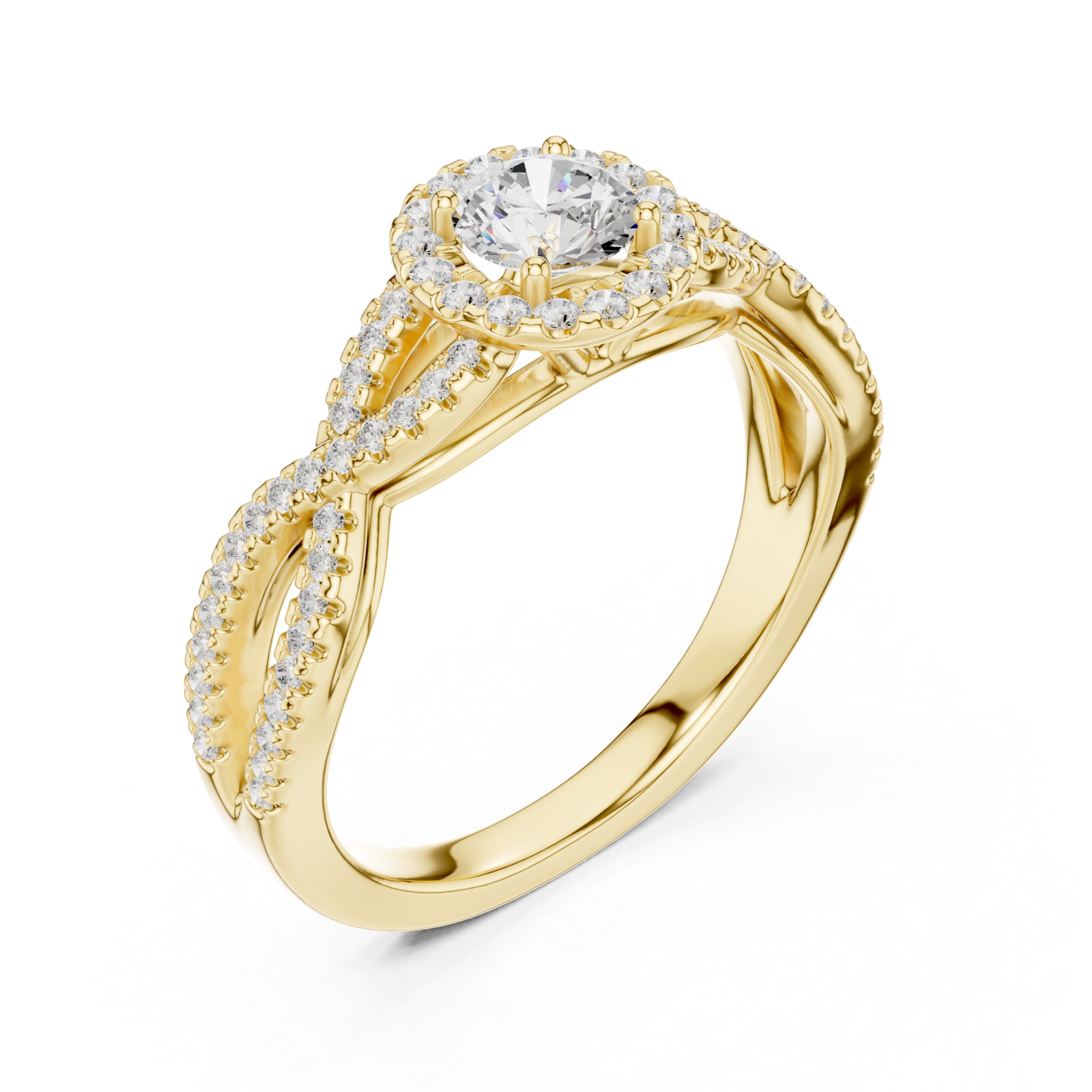 Gold Serene Crossing Pavé Eternity Ring Right View