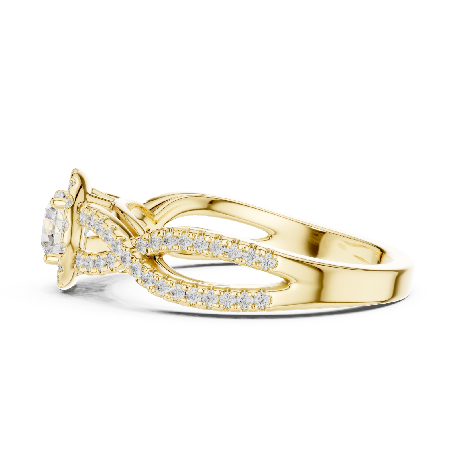  Gold Serene Crossing Pavé Eternity Ring Side View