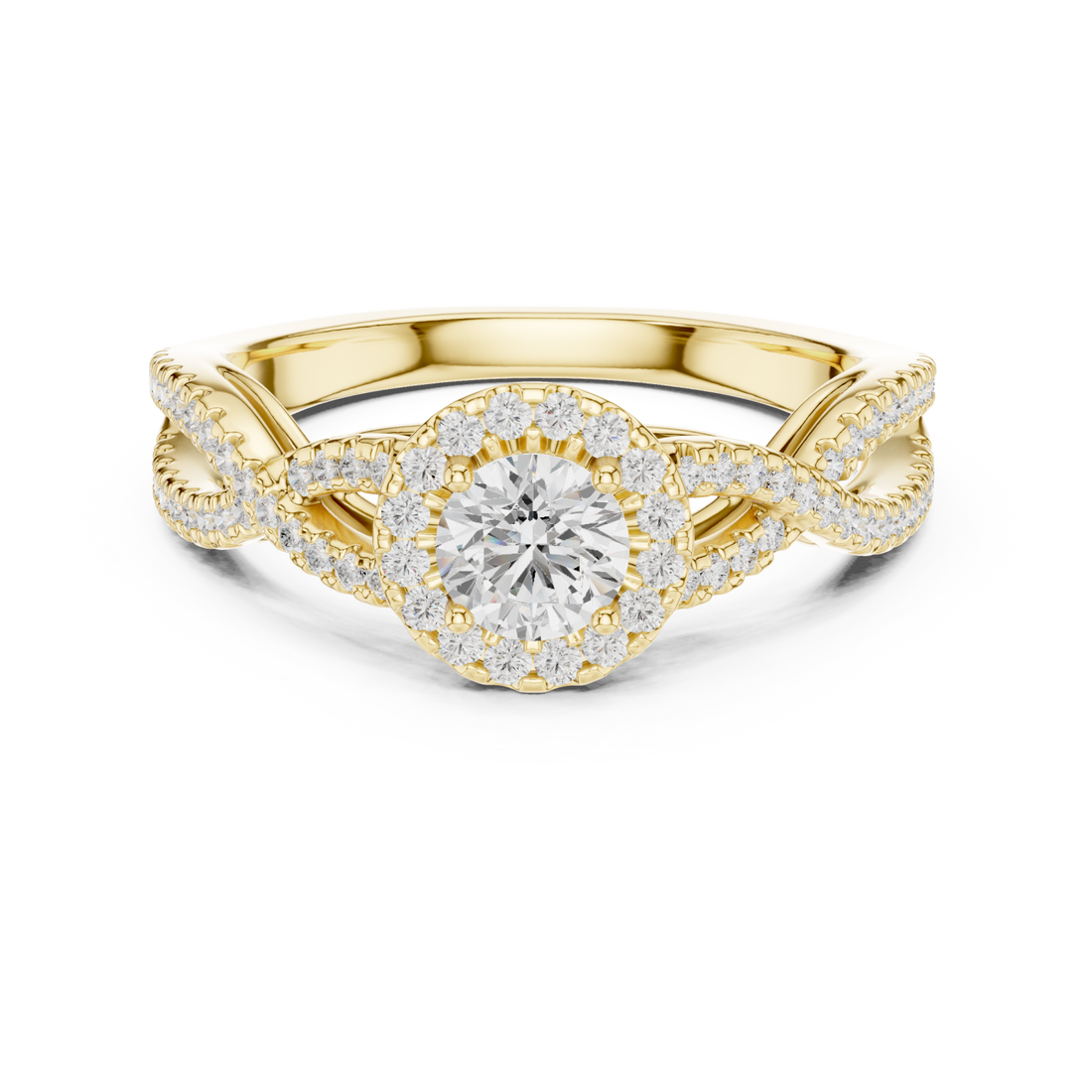 Gold Serene Crossing Pavé Eternity Ring Right View