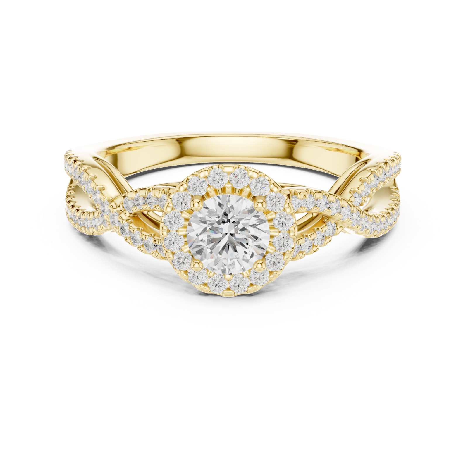  Gold Serene Crossing Pavé Eternity Ring Front View