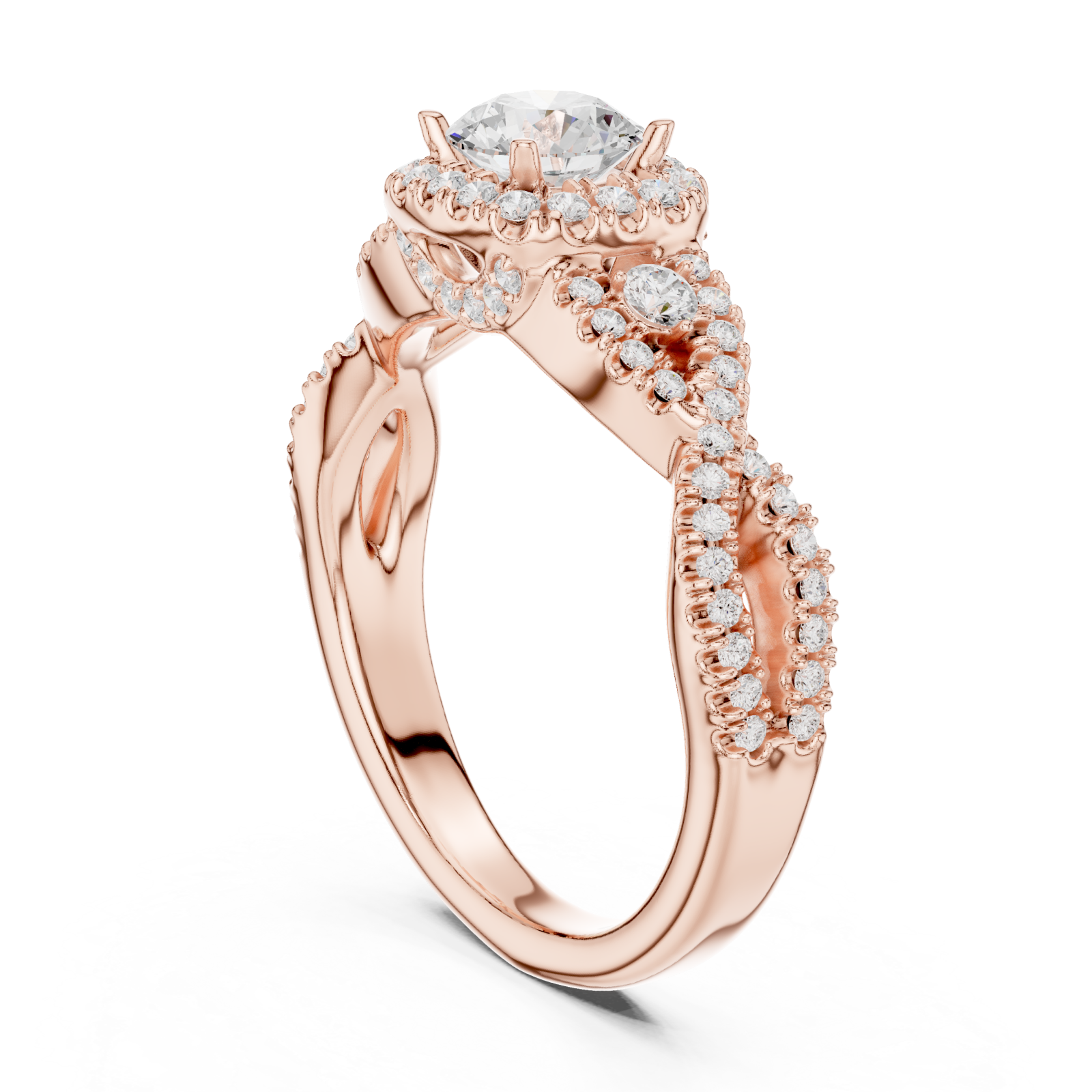  Rose Gold Rose Veil Silhouette Ring Left View