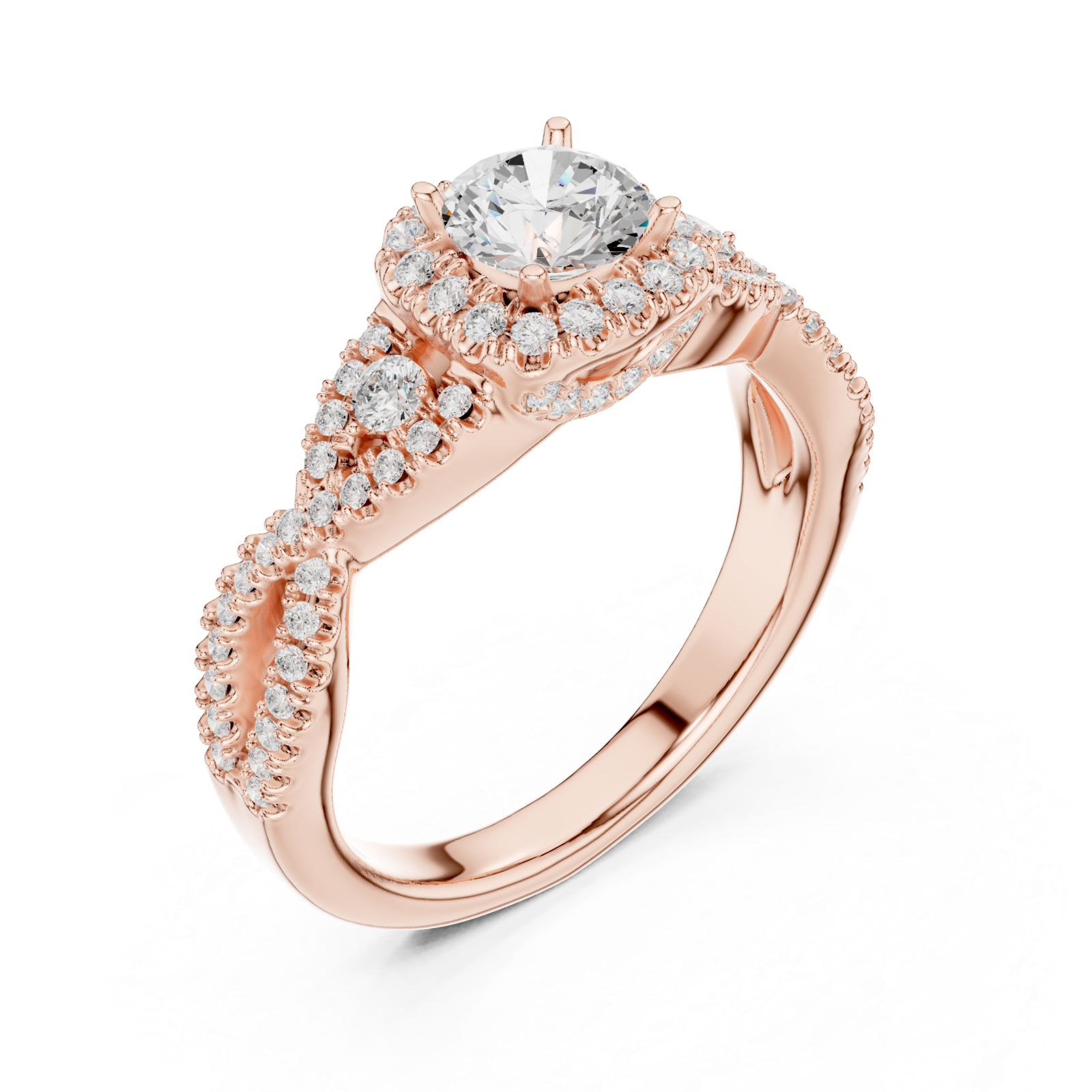  Rose Gold Rose Veil Silhouette Ring Right View