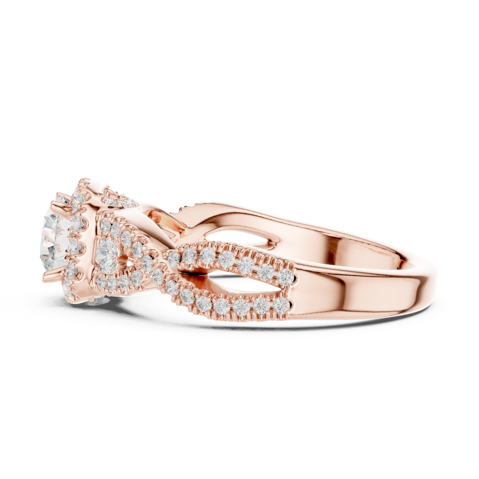  Rose Gold Rose Veil Silhouette Ring Side View