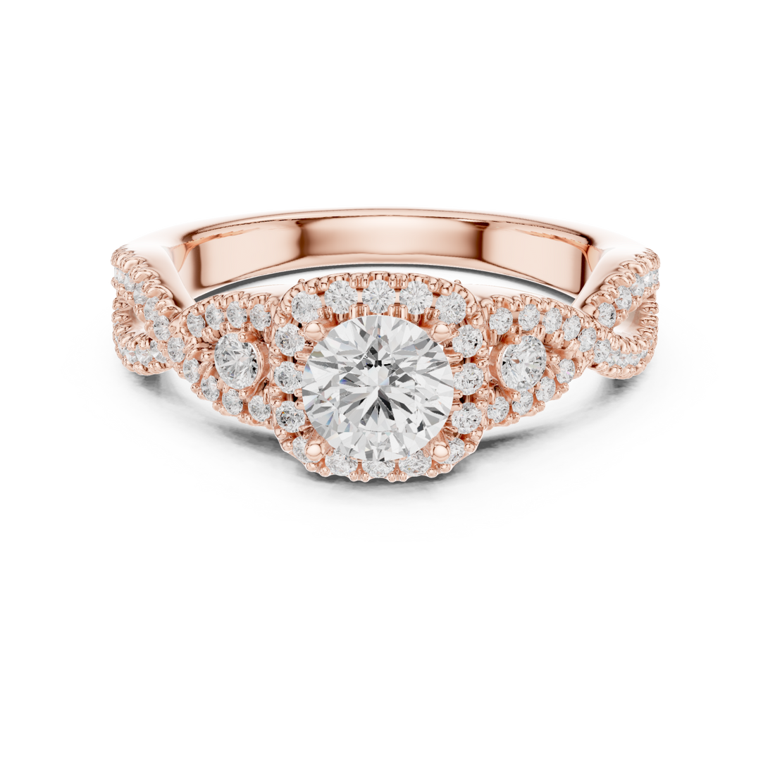  Rose Gold Rose Veil Silhouette Ring Right View