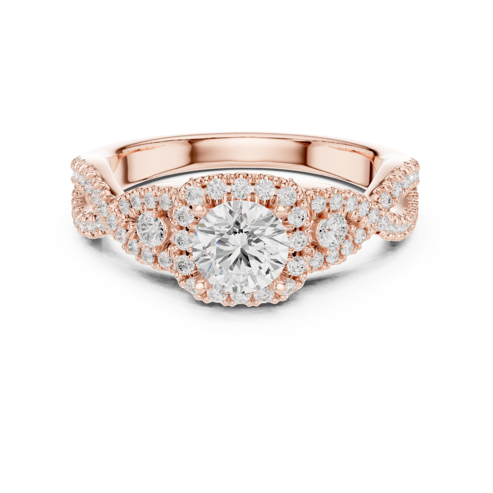  Rose Gold Rose Veil Silhouette Ring Front View