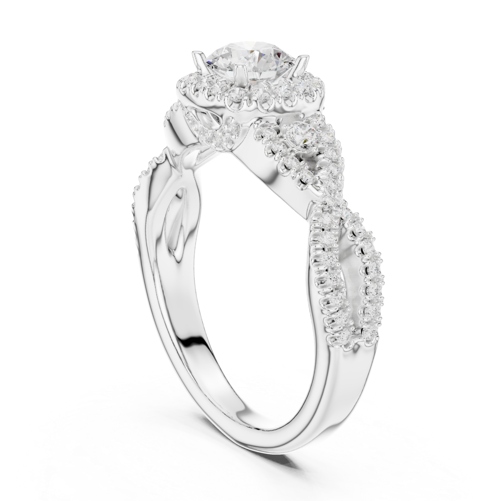  White Gold Rose Veil Silhouette Ring Left View