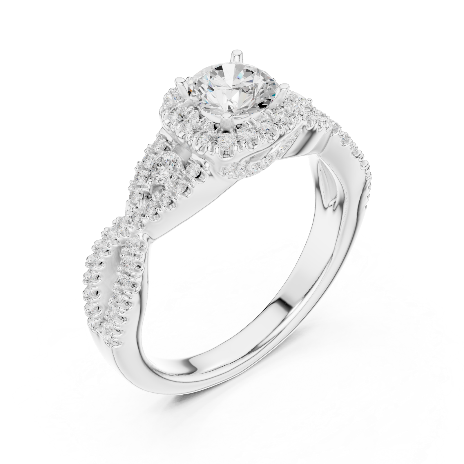  White Gold Rose Veil Silhouette Ring Right View