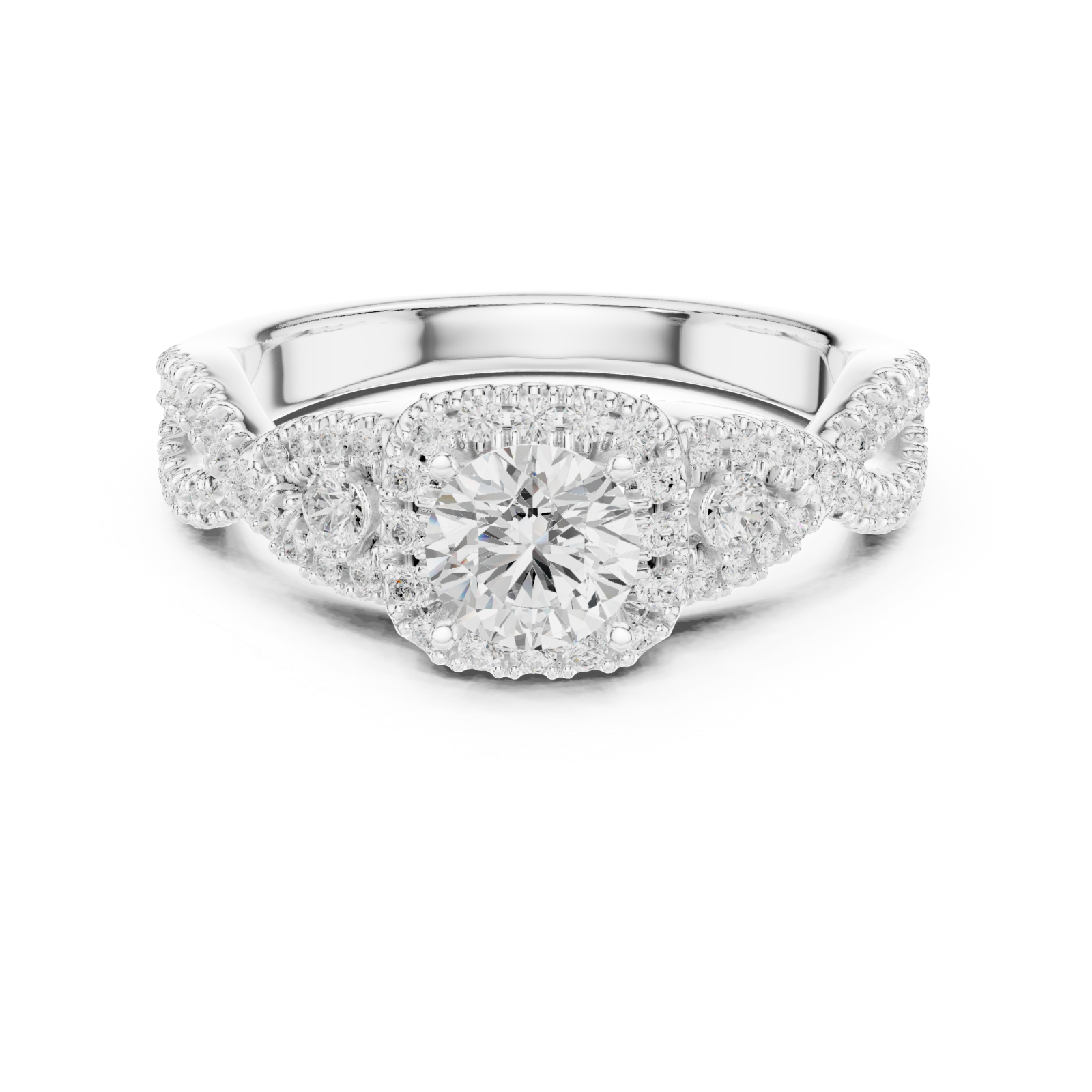 White Gold Rose Veil Silhouette Ring Front View
