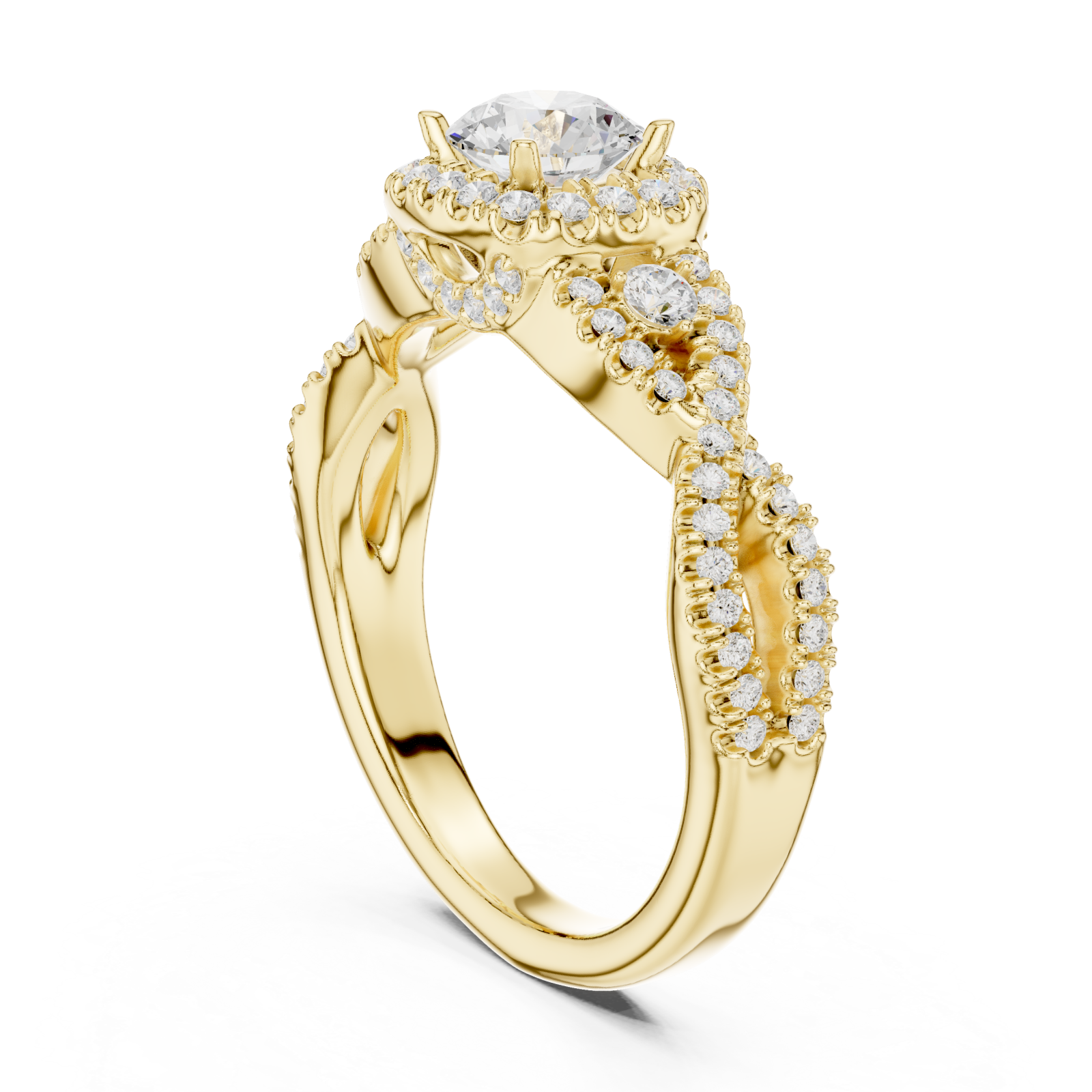  Gold Rose Veil Silhouette Ring Left View