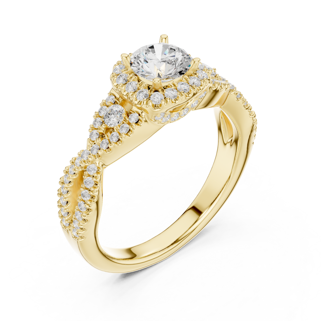 Gold Rose Veil Silhouette Ring Right View