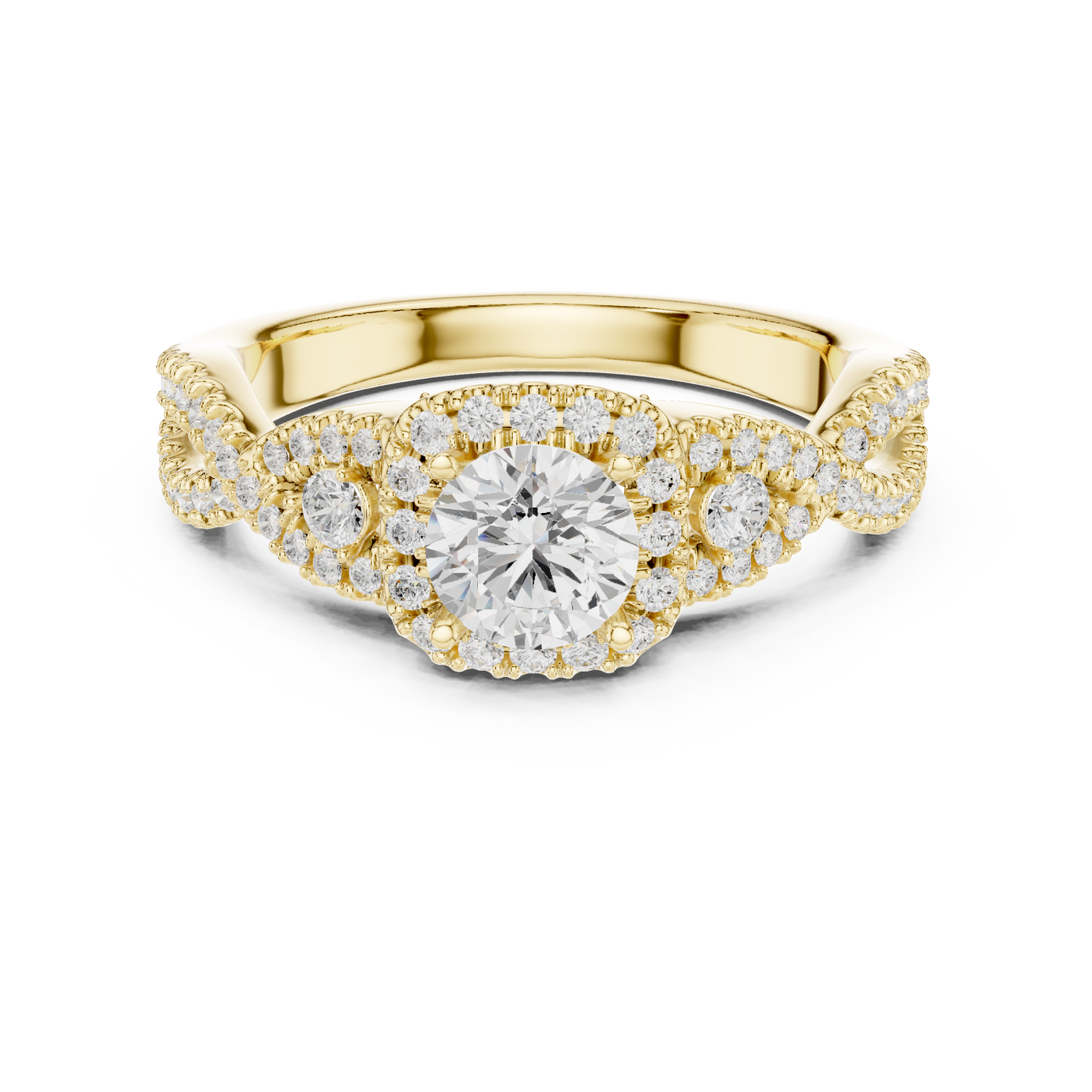 Gold Rose Veil Silhouette Ring Right View