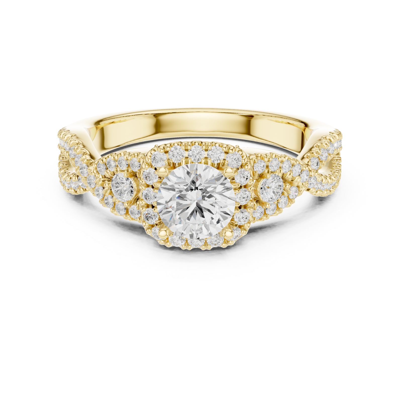  Gold Rose Veil Silhouette Ring Front View
