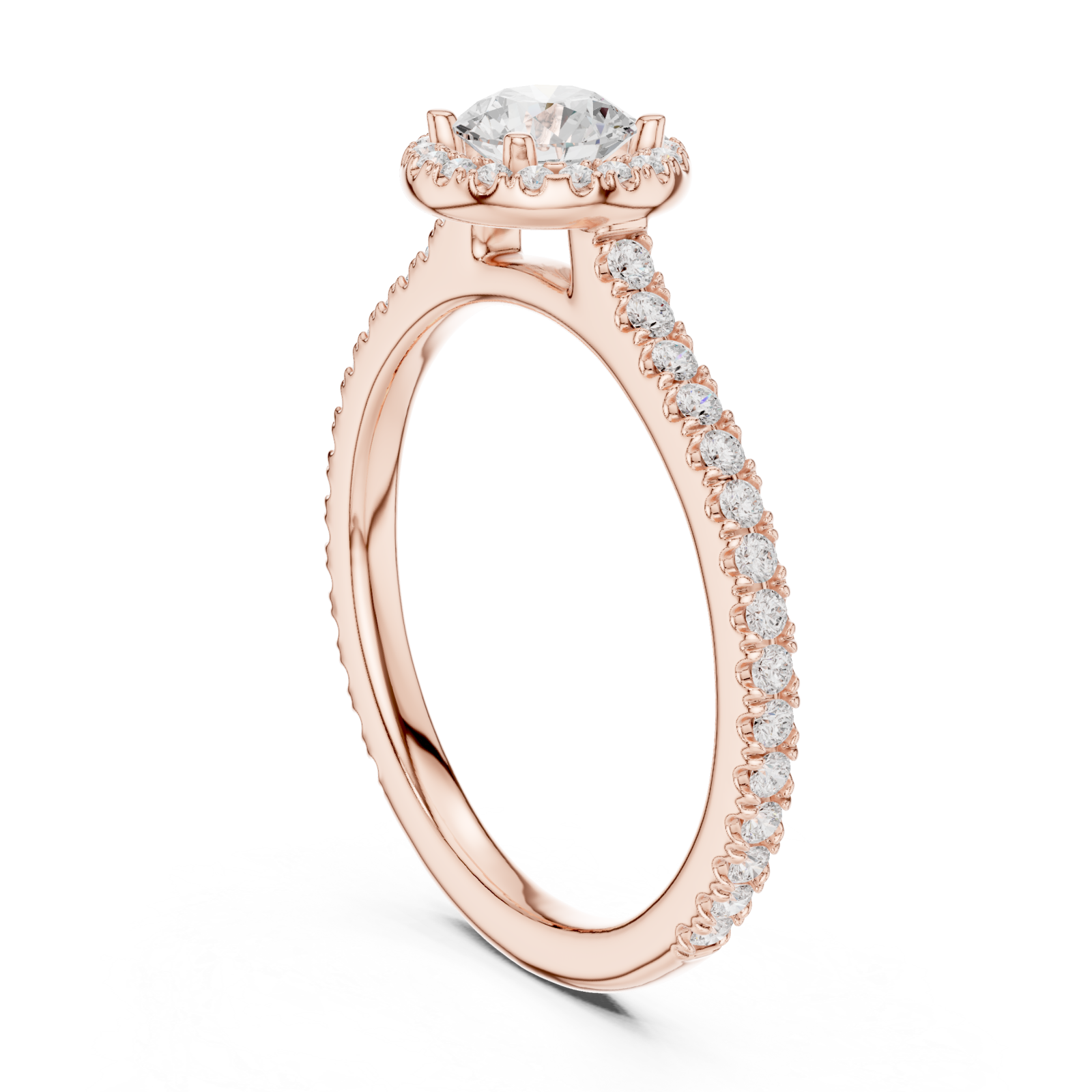  Rose Gold Radiant Halo Promise Ring Left View