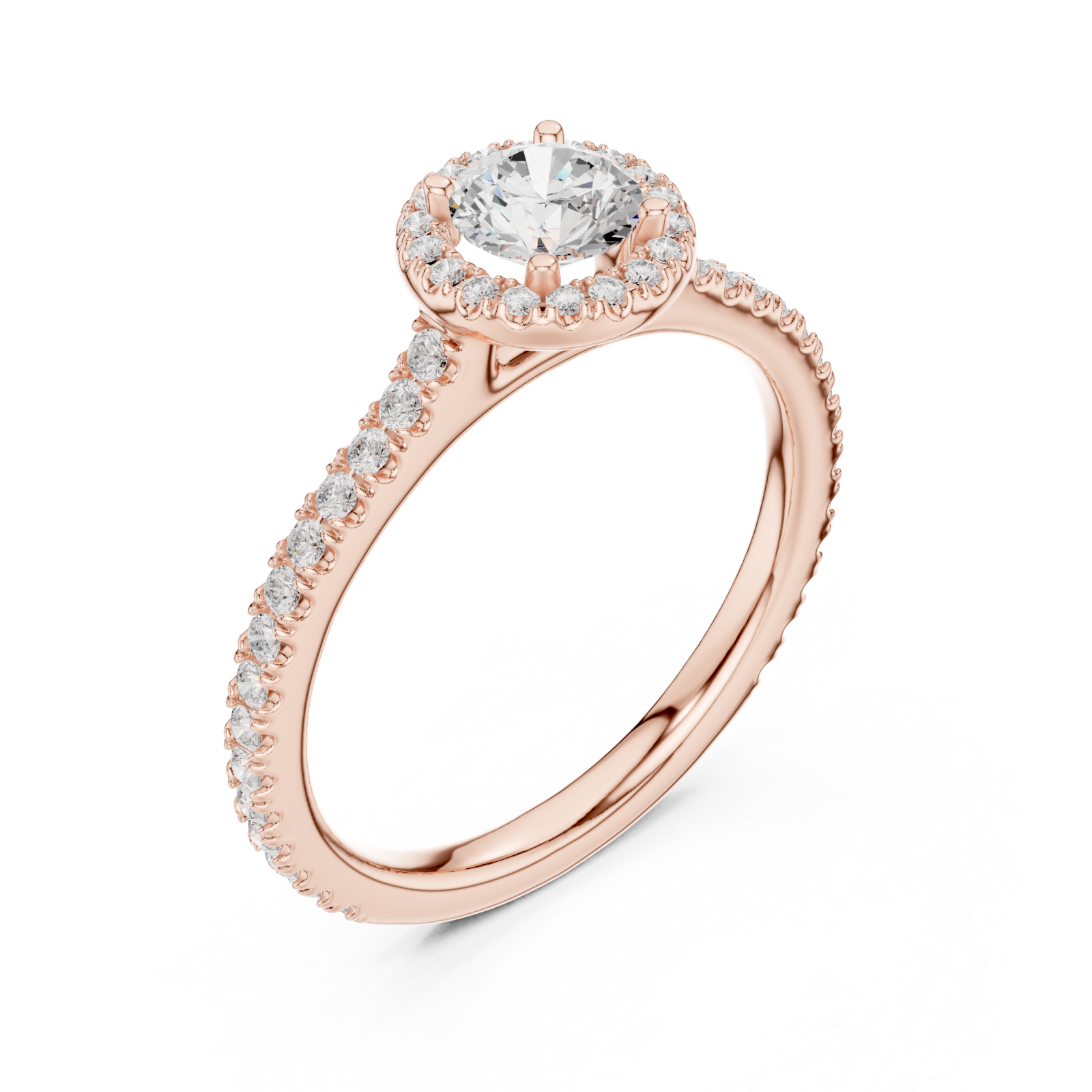  Rose Gold Radiant Halo Promise Ring Right View