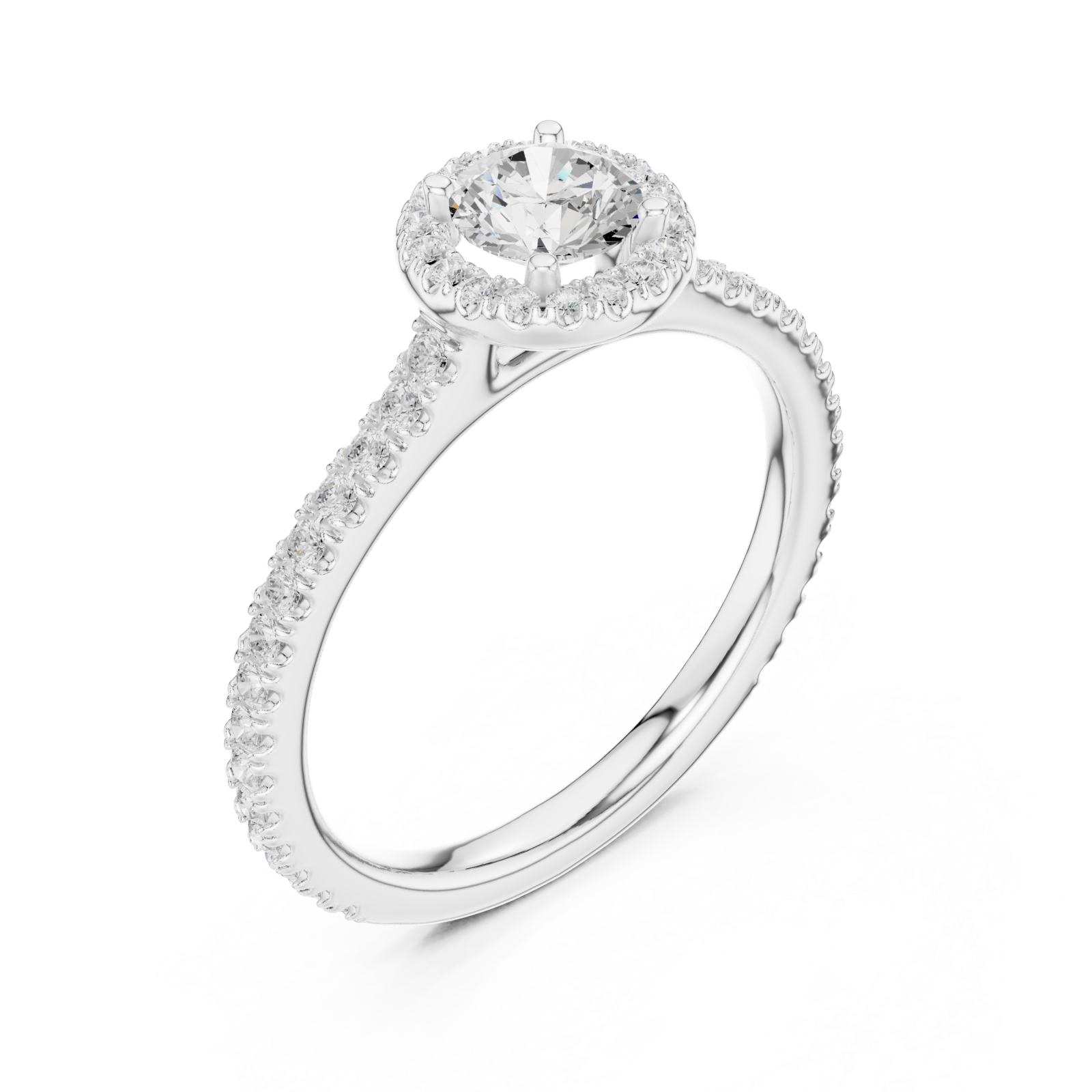 White Gold Radiant Halo Promise Ring Right View