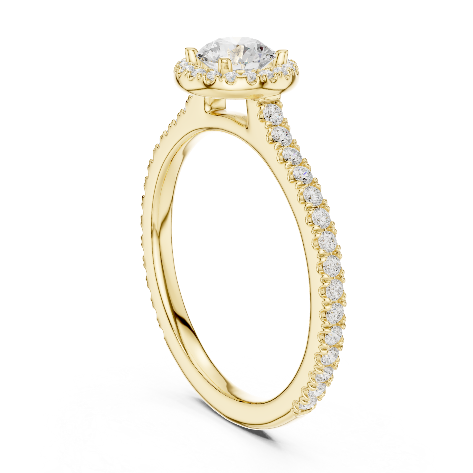  Gold Radiant Halo Promise Ring Left View