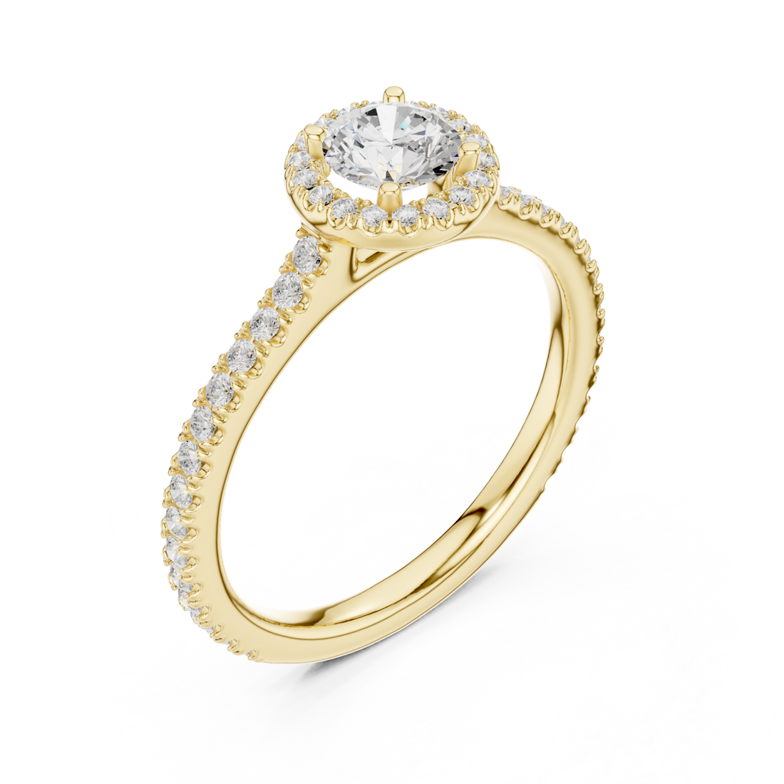 Gold Radiant Halo Promise Ring Right View