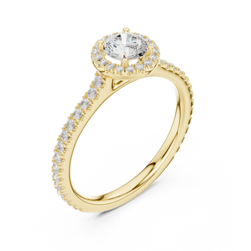 Gold Radiant Halo Promise Ring Right View