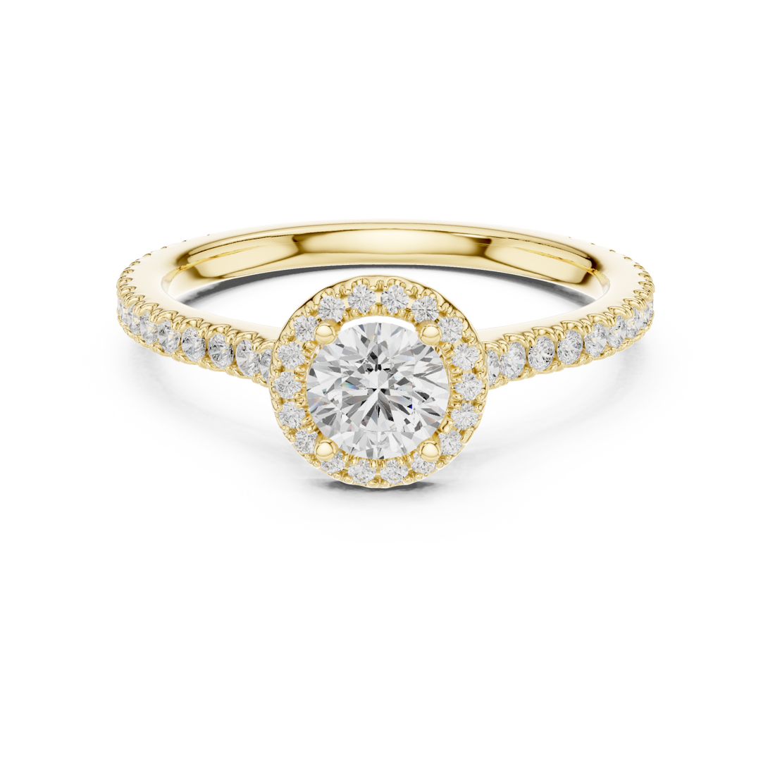Gold Radiant Halo Promise Ring Right View