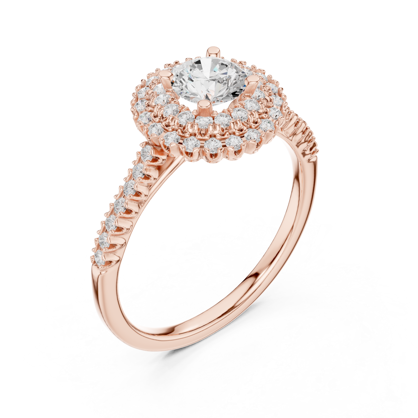  Rose Gold Radiance Grandeur Halo Ring Right View